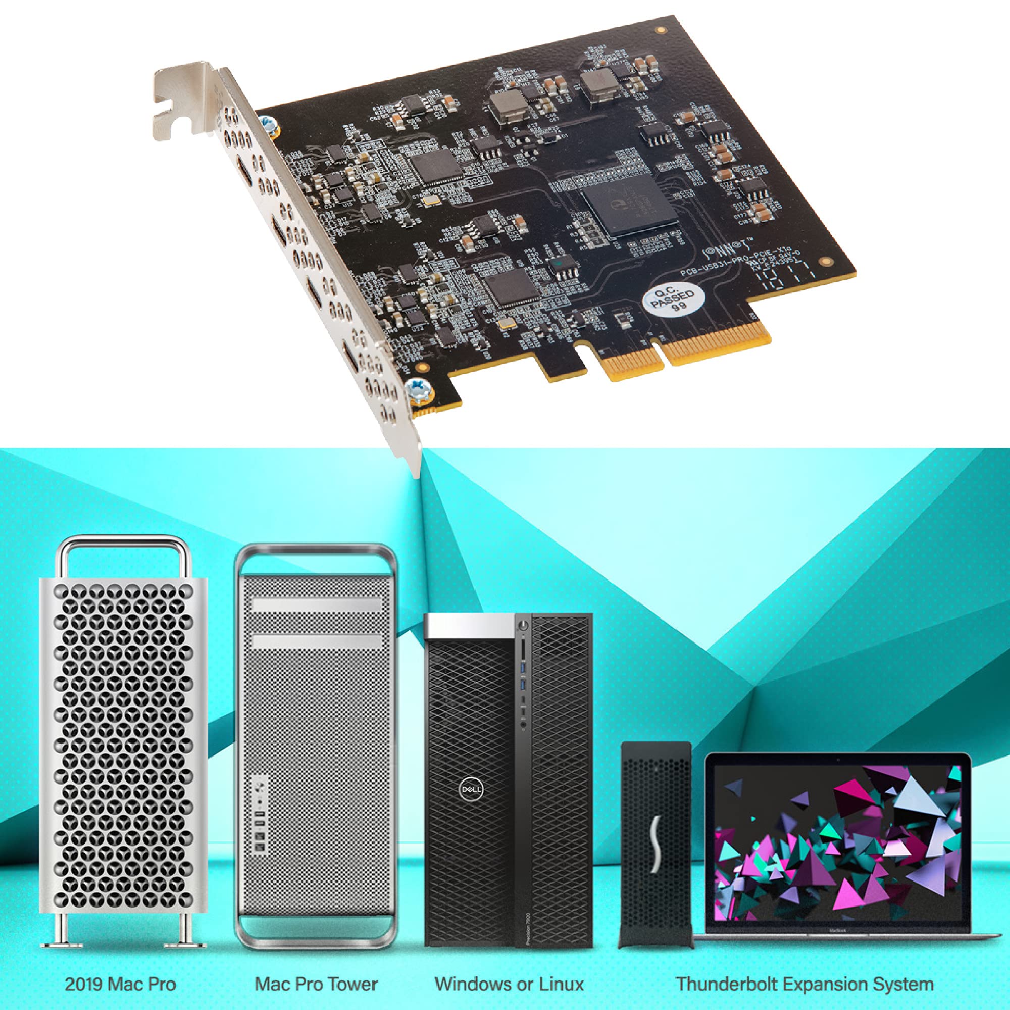 Sonnet Allegro USB-C 4-Port PCIe Card for Desktop Computers - High-Speed Data Transfer & Multi-Device Connectivity for Gaming, Video Editing & Workstations