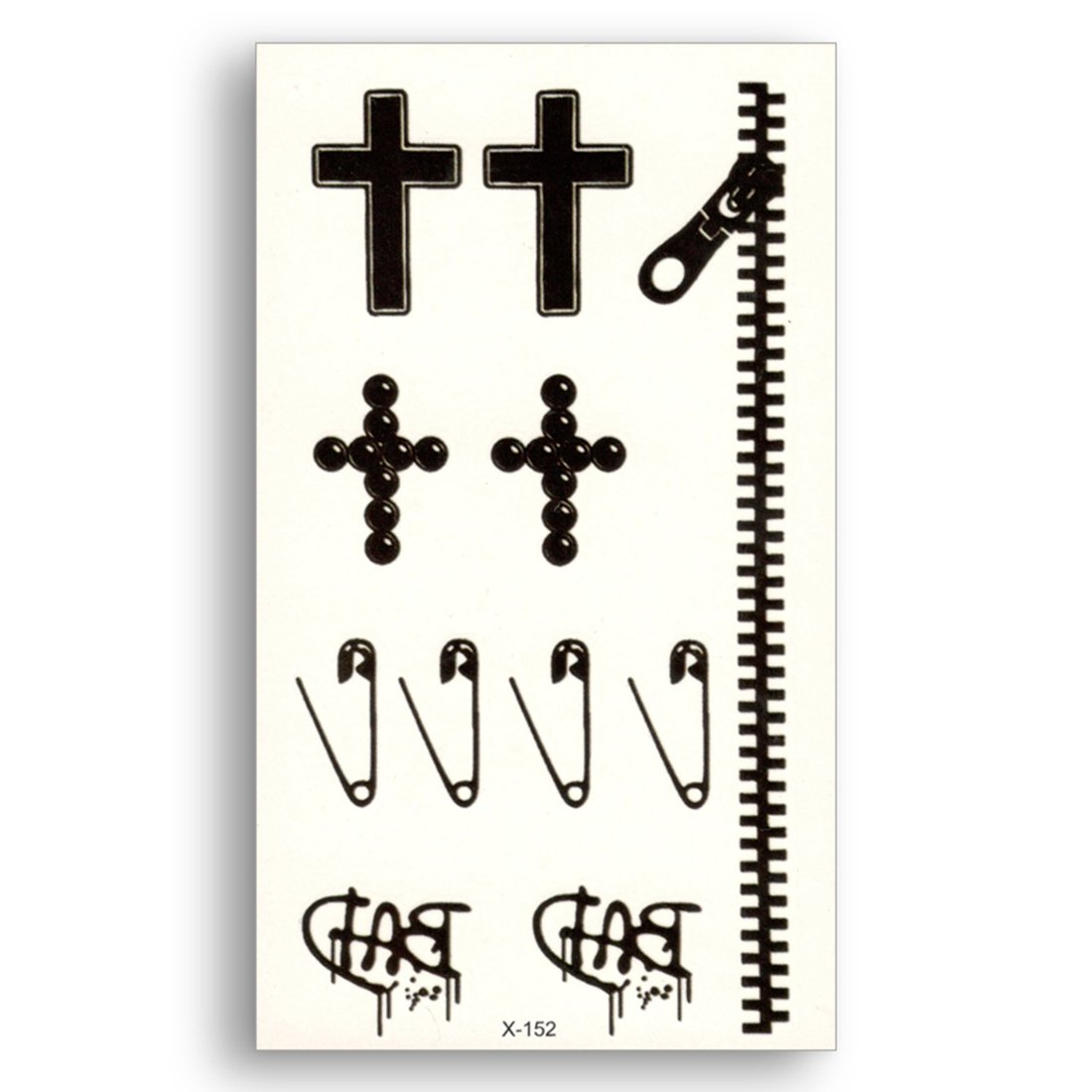 3D Temporary Tattoo Cross Zip Design - 10.5x6CM Fake Body Art Sticker (1PC) | Edgy Fashion Accessory for Parties, Halloween & Costume Events