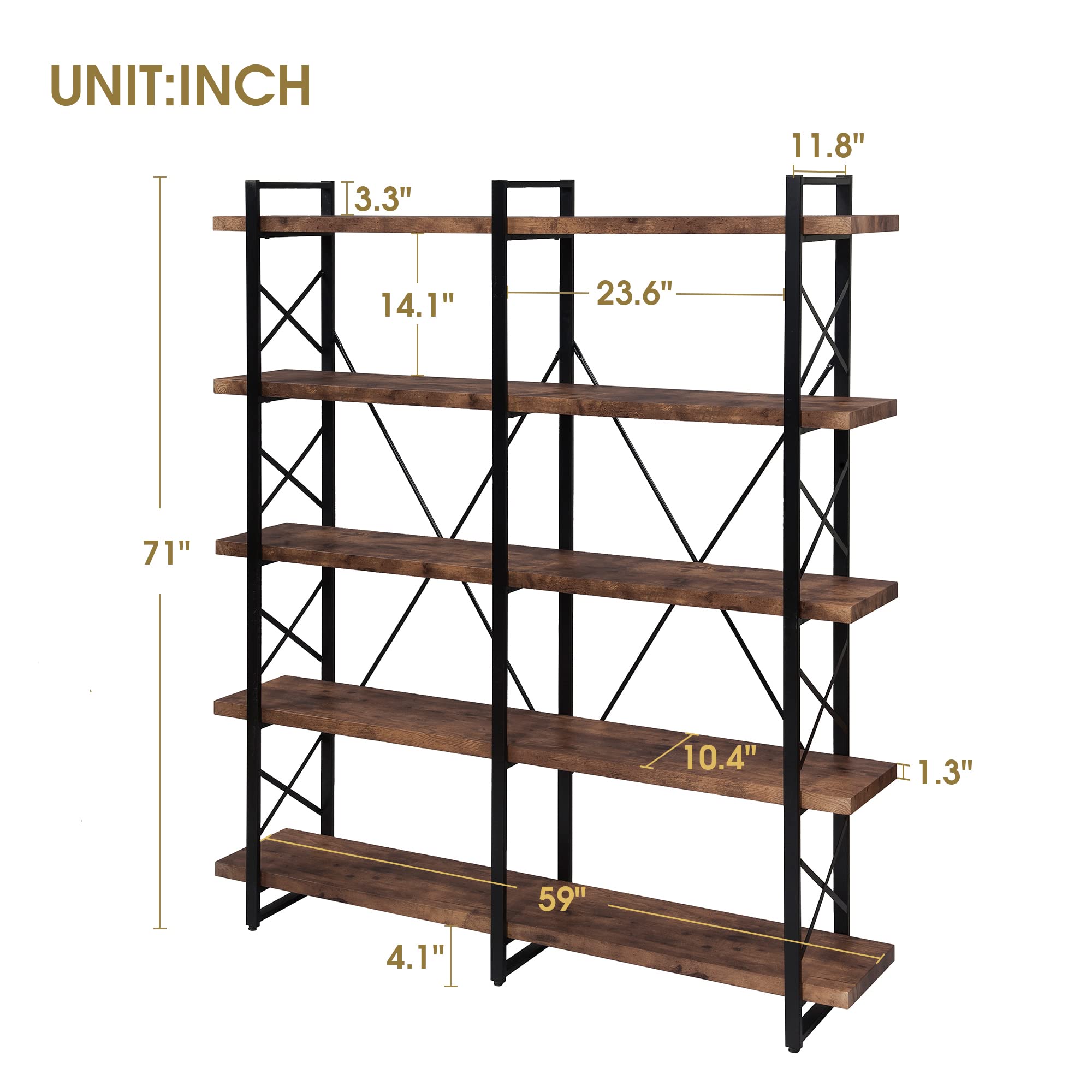 Merax 5-Tier Industrial Bookshelf - 71