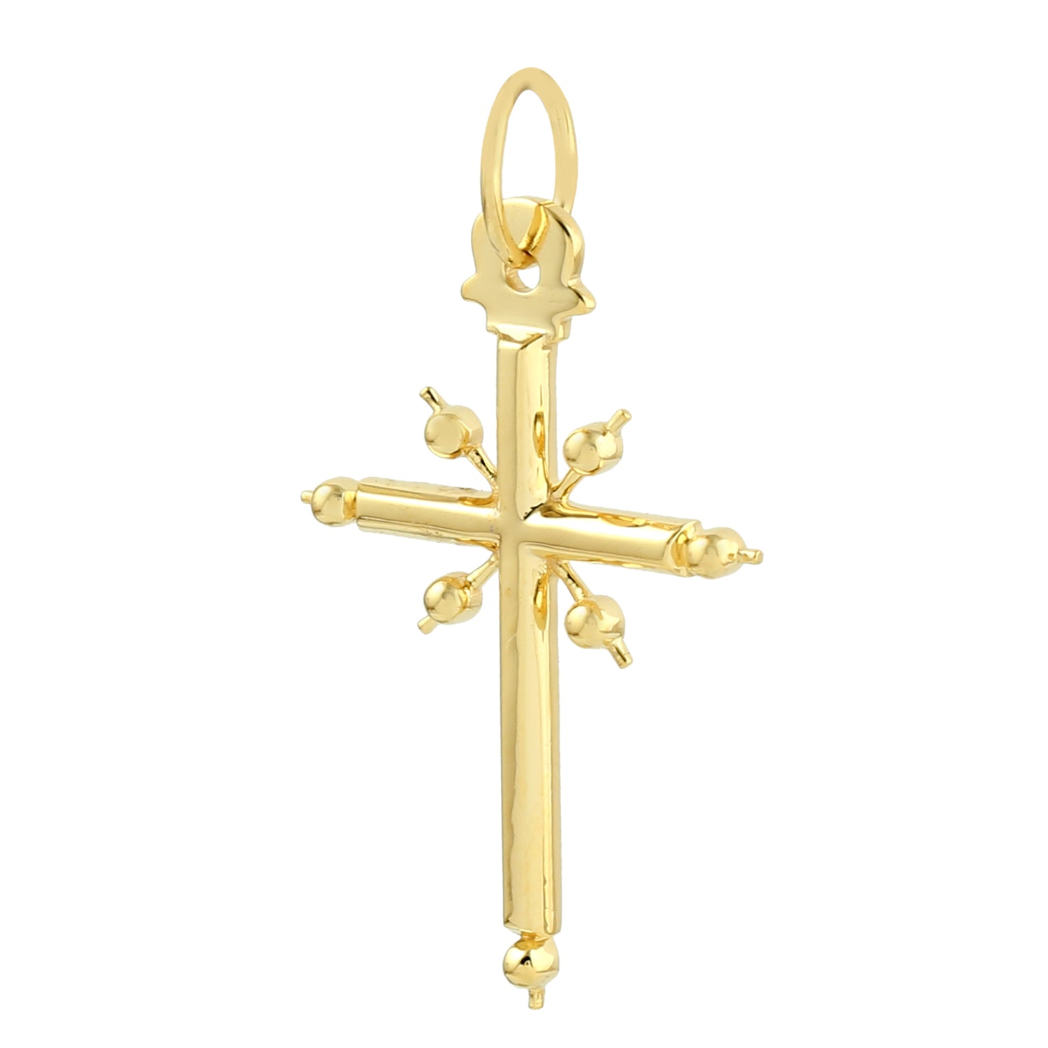 18K Yellow Gold Cross Mythological Pendant Necklace - Religious Jewelry Gift for Women & Men - Perfect for Baptism, Confirmation & Special Occasions