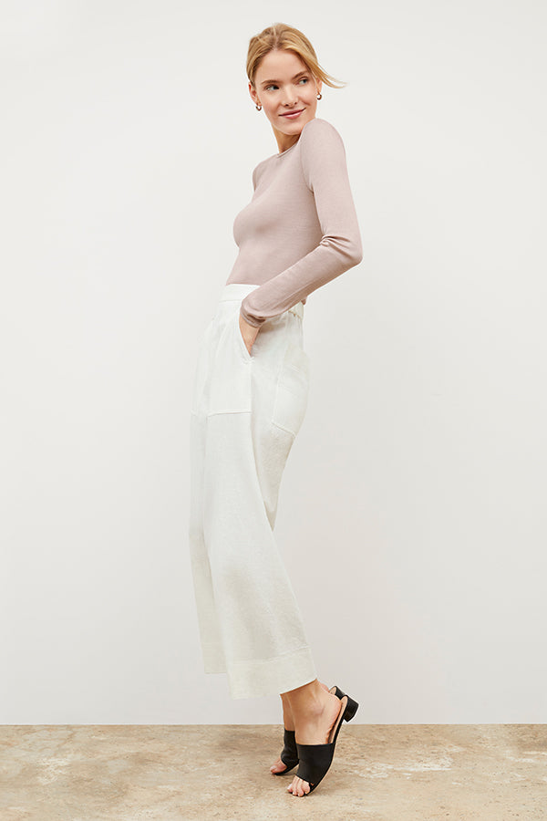 Madelyn Pants - Double Faced Linen Pants in Ivory | Comfortable & Stylish Women's Trousers for Work, Travel & Casual Wear