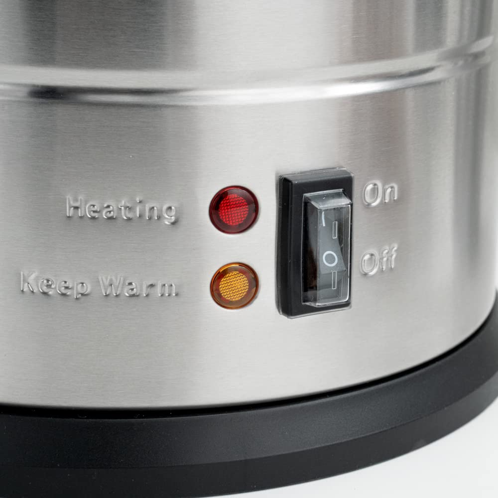 Restaurantware Restpresso 3 Gallon Commercial Coffee Dispenser - 120V/1000W Stainless Steel Hot Water Urn with Adjustable Thermostat & No-Drip Spigot - Large Double-Wall Coffee Maker for Cafes, Offices & Catering Events (Serves 67 Cups, Silver 13/0 Stainless Steel)