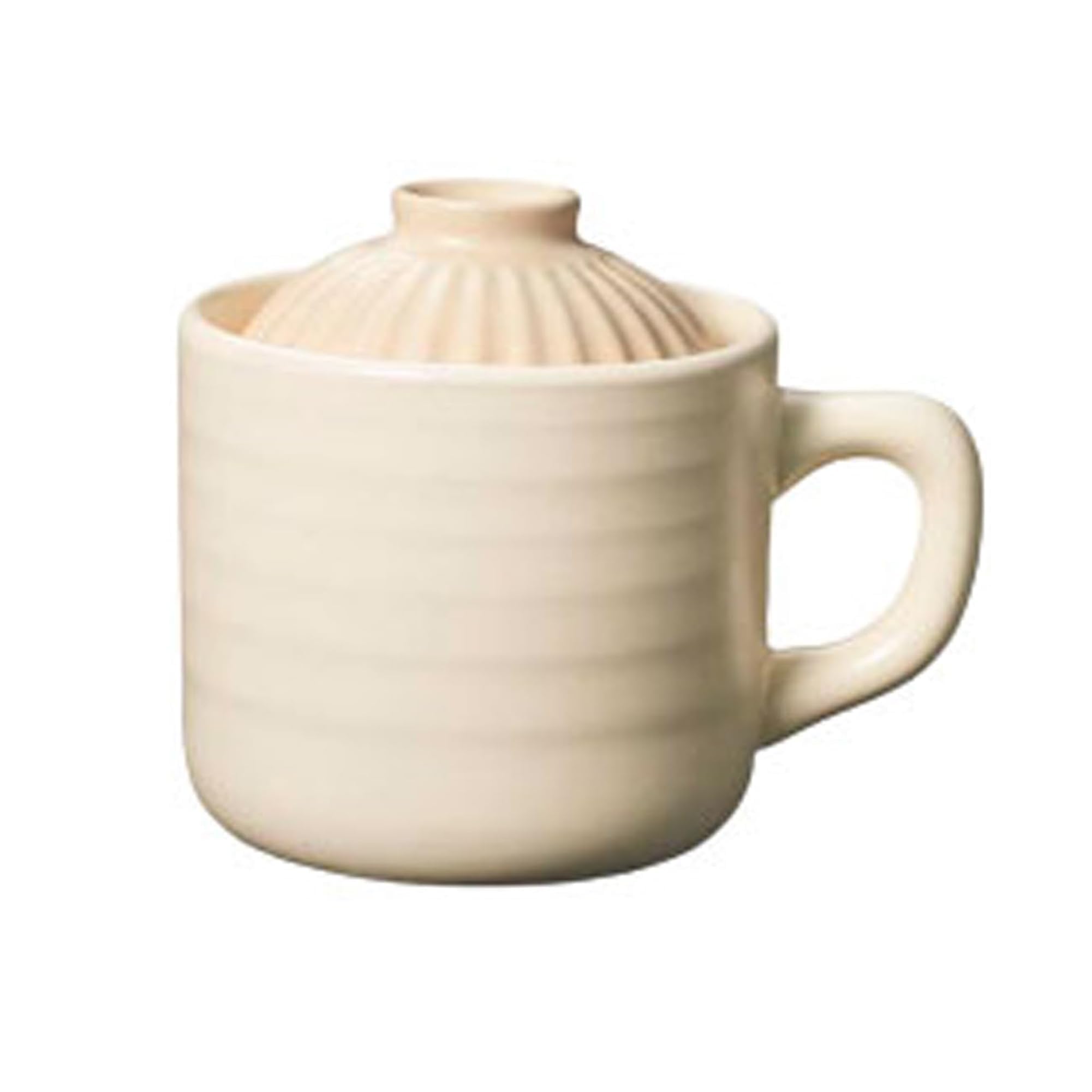 Microwave Rice Cooker Mug - 550ml Donabe Style Rice Cooker for Single Serving, Brown or White - Perfect for Dorm, Office & Quick Meals