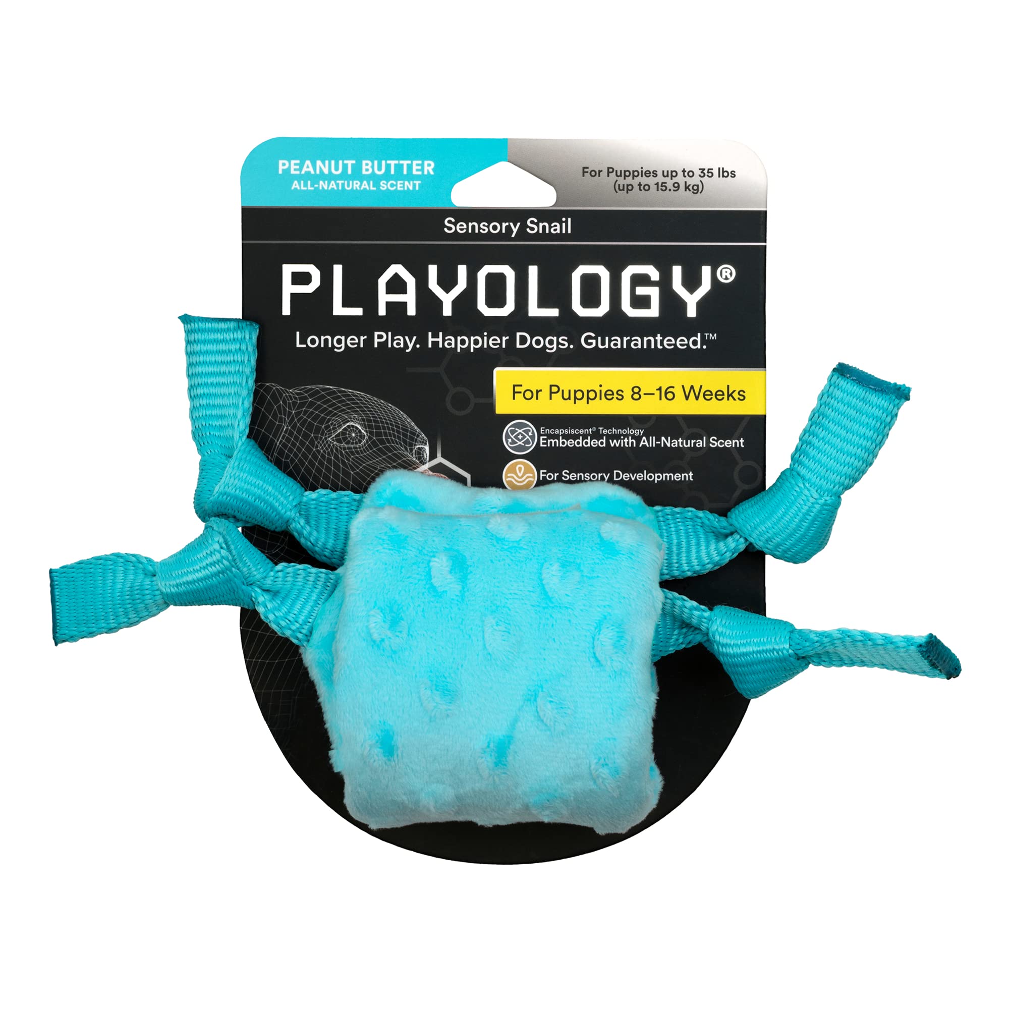 Playology Puppy Sensory Snail Peanut Butter Dog Toy for Small Dogs - Interactive Chew Toy for Puppy Training & Teething Relief - Perfect for Indoor Play & Outdoor Adventures