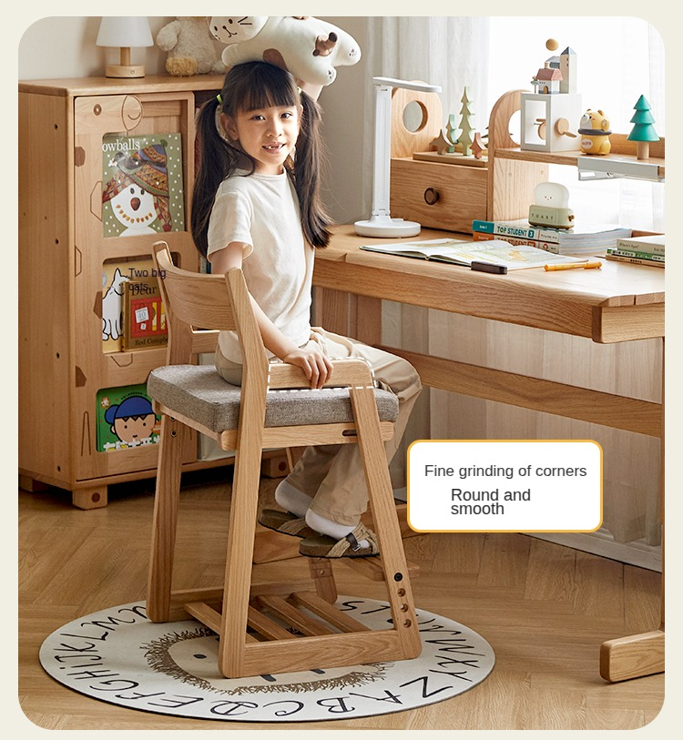 Solid Wood Lift Children's Chair - Beech & Oak Wooden High Chair for Kids - Perfect for Dining, Learning & Playtime at Home