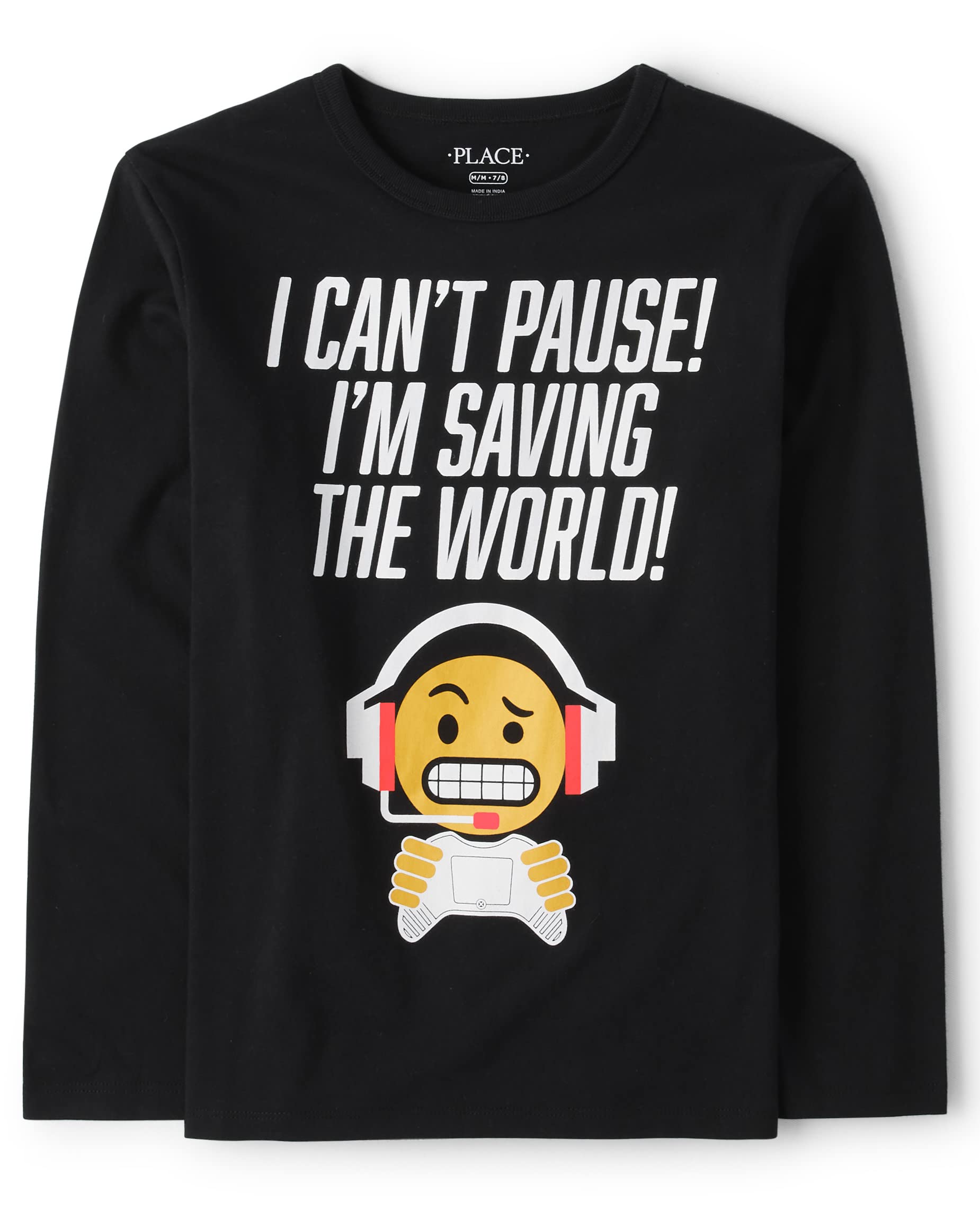 The Children's Place Boys' Long Sleeve Graphic T-Shirts - Soft Cotton Casual Tees for Everyday Wear - Perfect for School, Playdates & Family Outings