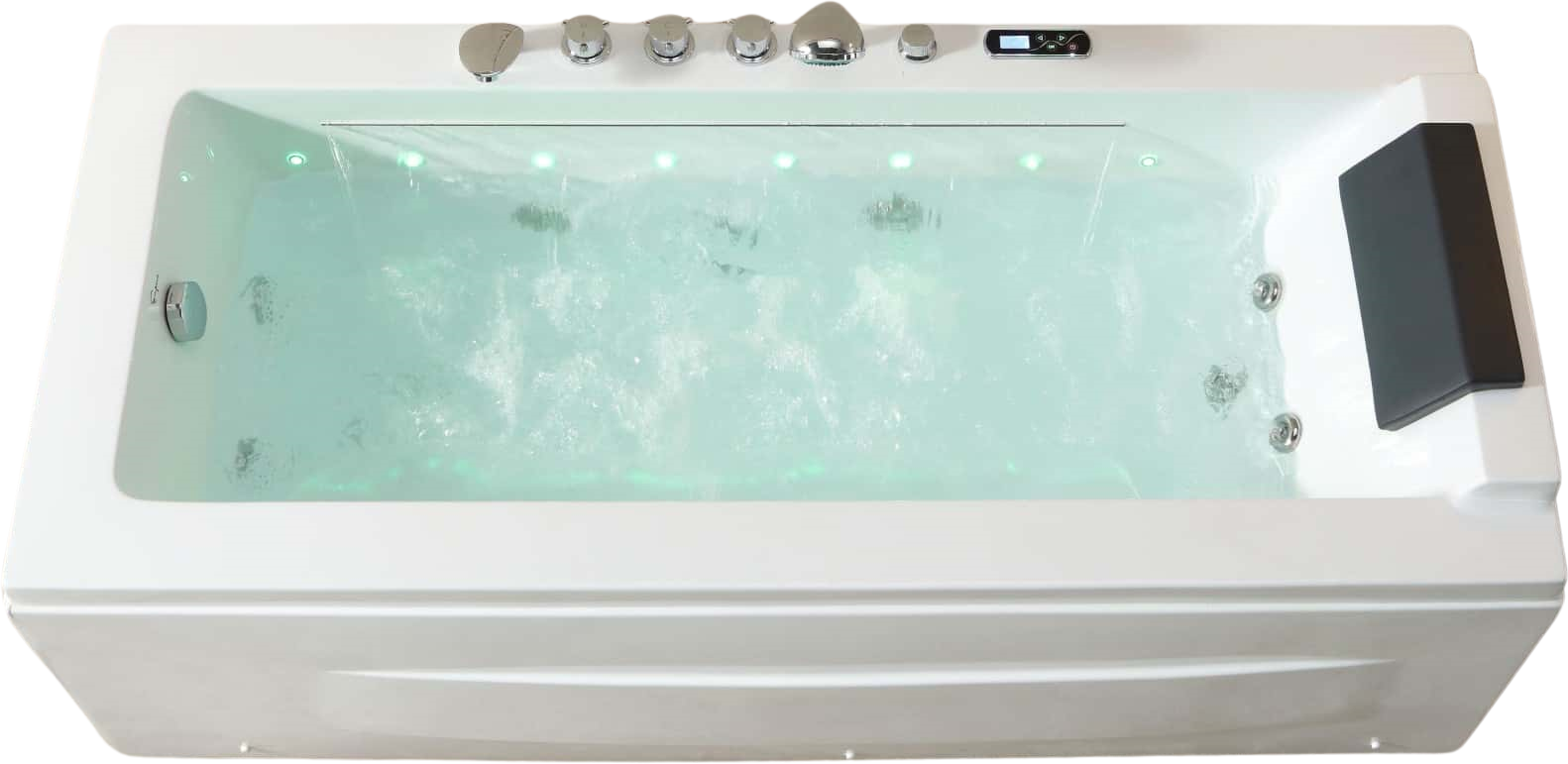Empava 67-Inch Alcove Whirlpool Bathtub with Inline Heater, LED Lights & Left Drain - Rectangular Soaking Tub for Luxury Bathroom Relaxation and Spa Experience