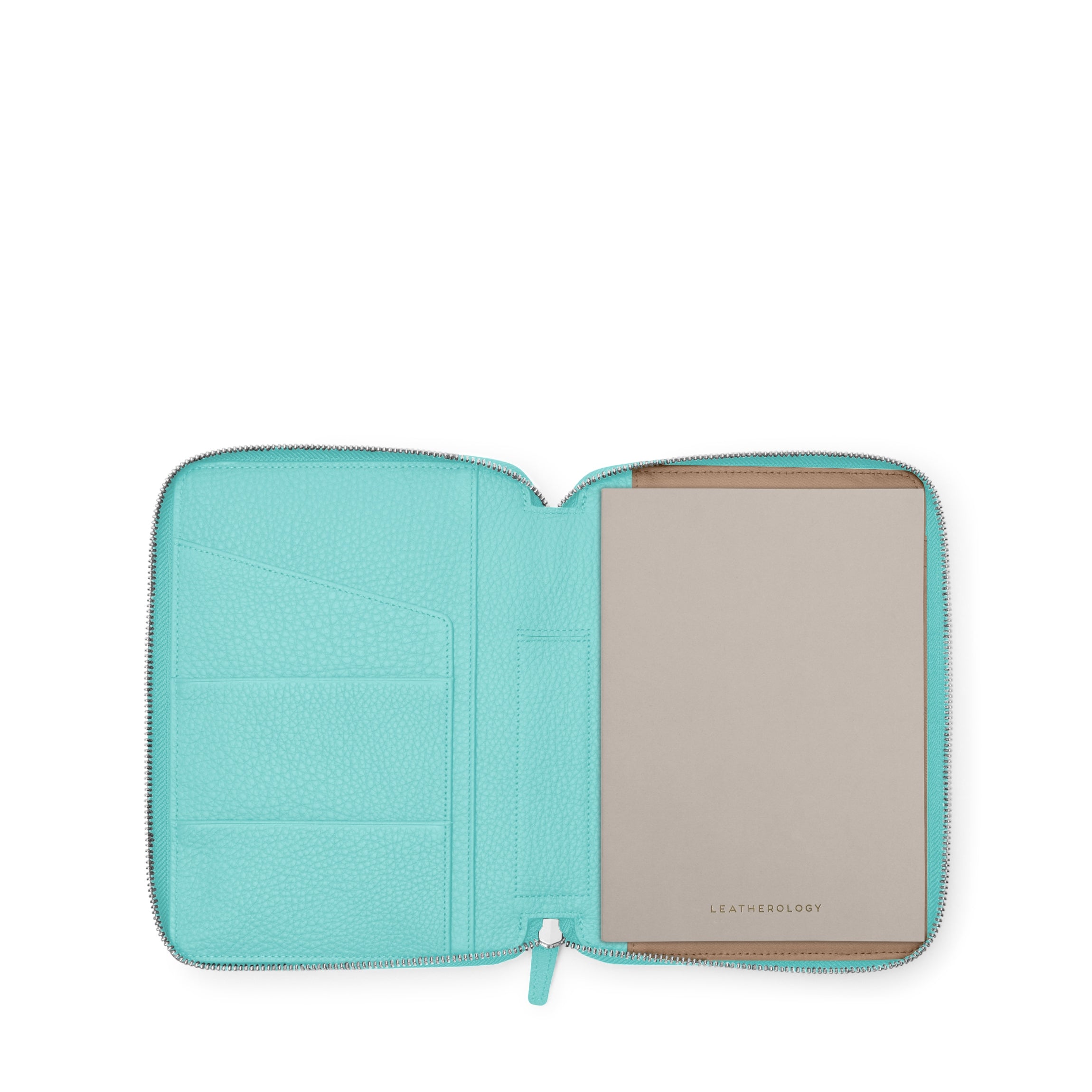 Premium A5 Zippered Leather Journal - Celeste Blue Refillable Notebook for Writing, Sketching & Travel | Perfect Gift for Students, Professionals & Artists