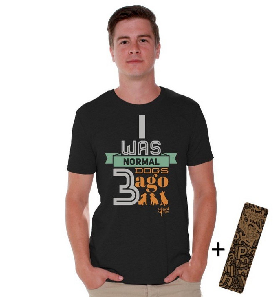 Funny I Was Normal 3 Dogs Ago T-Shirt by Awkwardstyles - Humor Graphic Tee with Free Bookmark - Perfect Gift for Dog Lovers & Pet Owners