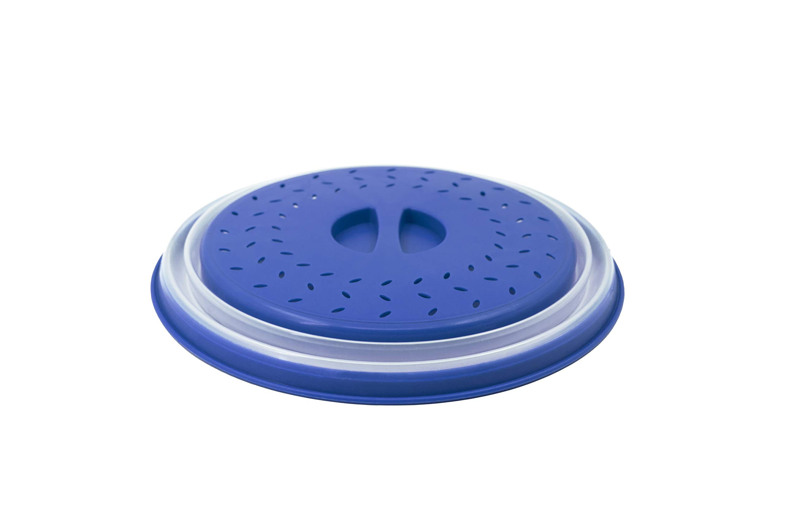LAMINET Expandable Microwave Bowl Cover Set of 2 - Stretchable Splatter Guard for Food, BPA-Free Plastic - Perfect for Reheating Meals, Preventing Mess in Microwave (Blue)