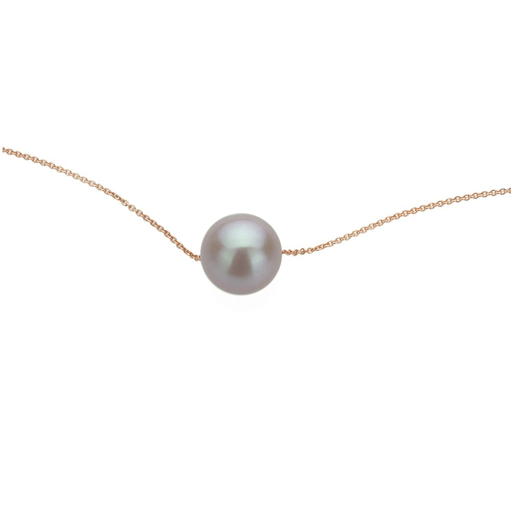 14K Gold Rose Gold or White Gold Chain Necklace with Natural Freshwater Cultured Pink Pearl Slide - Elegant Jewelry for Women, Perfect for Weddings, Parties & Everyday Wear