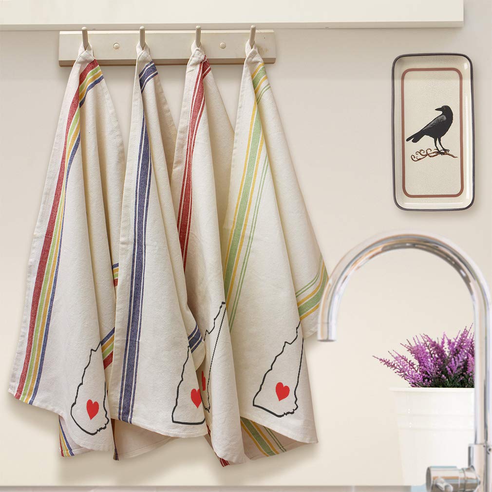 Custom Printed Kitchen Towels - New Hampshire Heart Love States Design - Blue Stripe Dish Towels for Cooking, Cleaning & Decor - Perfect for Home, Gifts & Farmhouse Style Kitchens