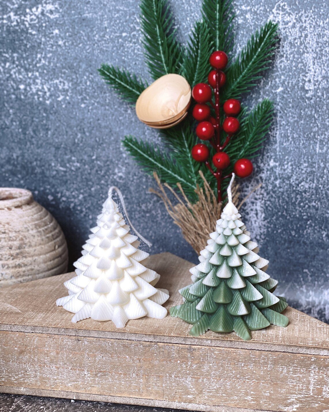 Christmas Tree Candles - Fir Tree Scented Holiday Decorations for Festive Home & Party Decor