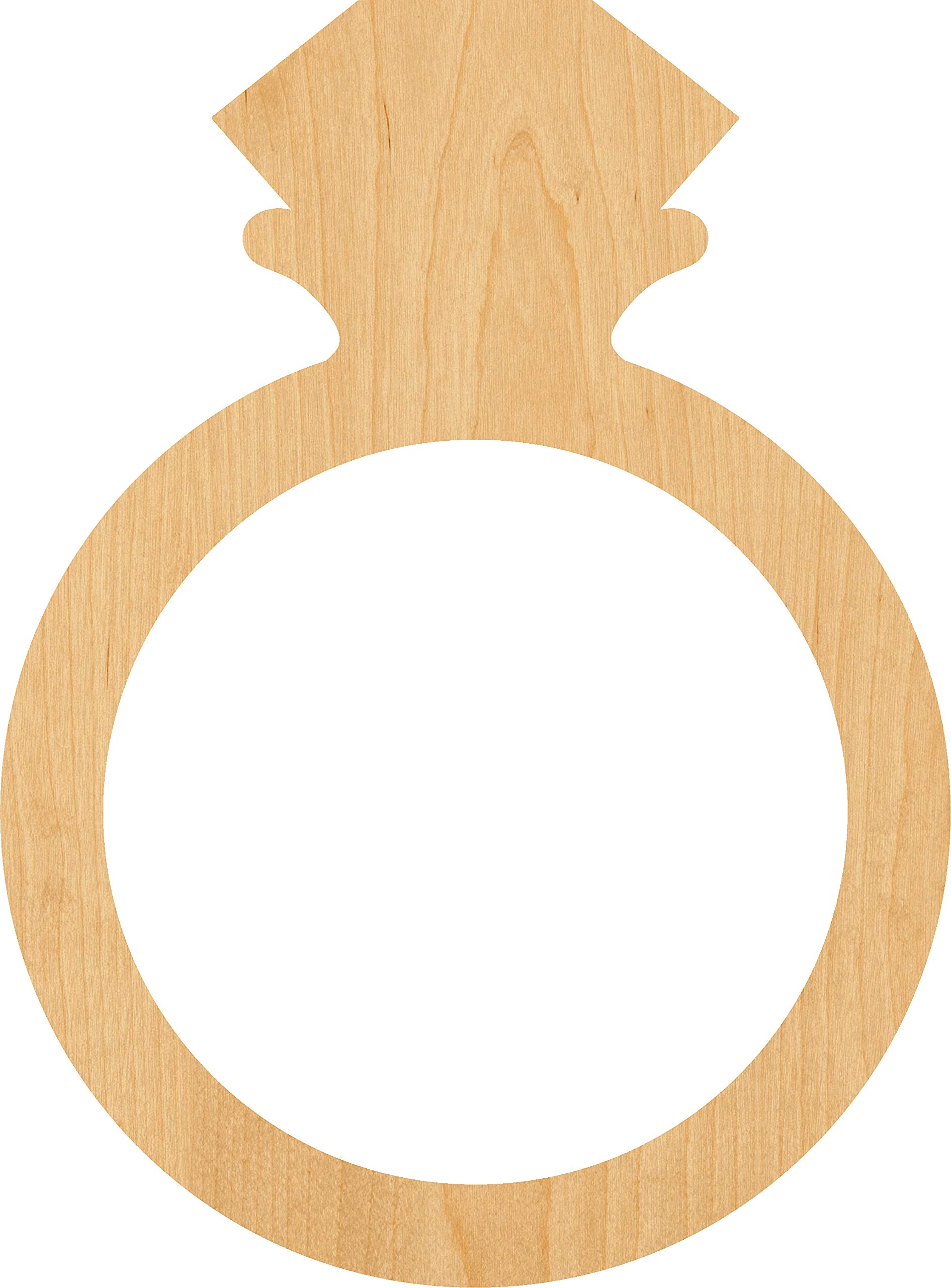 Laser Cut Diamond Ring Wood Shape Craft Supply - 4 Inch DIY Jewelry Making, Home Decor, Wedding & Party Favors