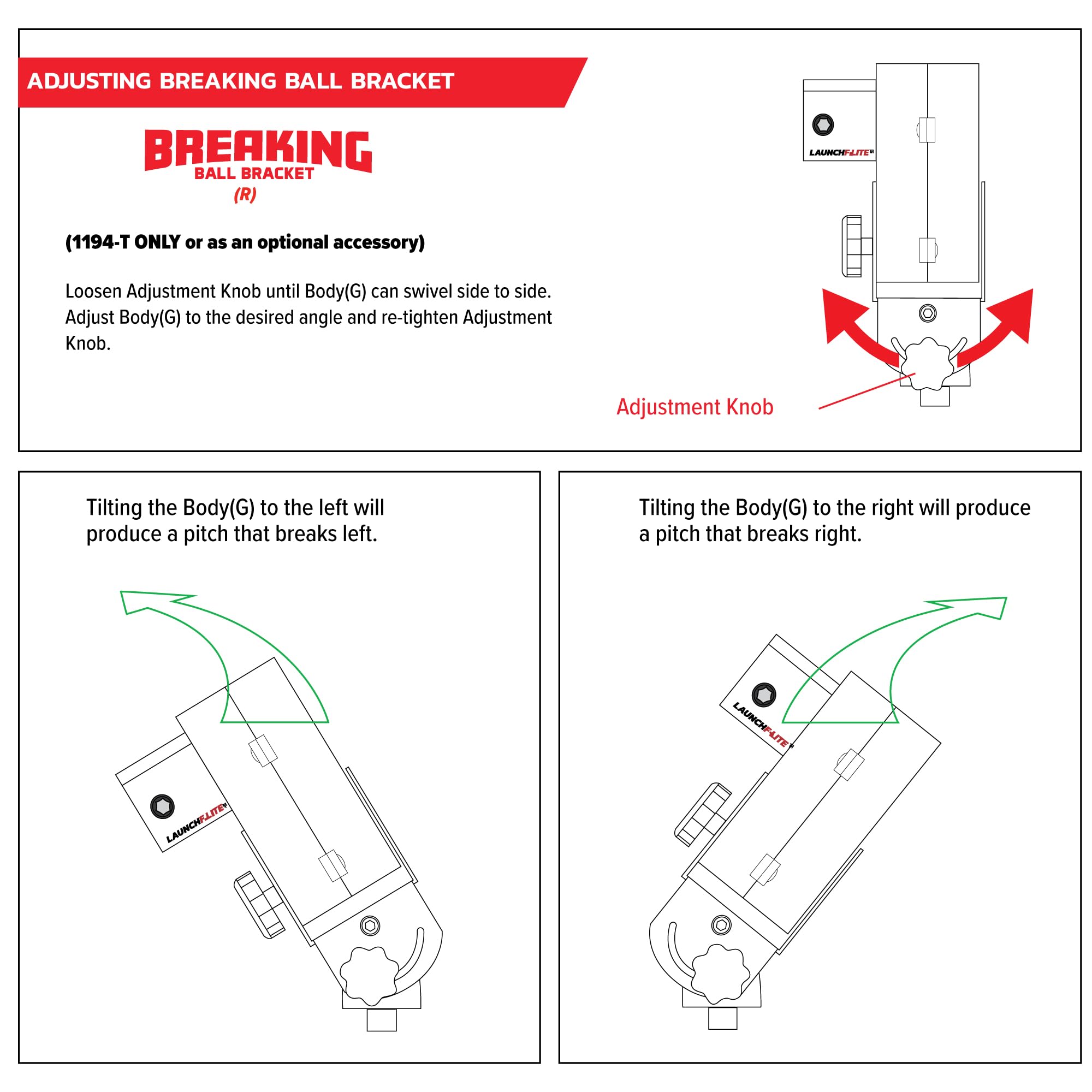 PowerNet Launch F-lite Breaking Ball Bracket - Baseball & Softball Pitching Machine Attachment for Fastballs & Curveballs | Compatible with Launch F-lite Balls | Perfect for Training, Practice & Game Scenarios