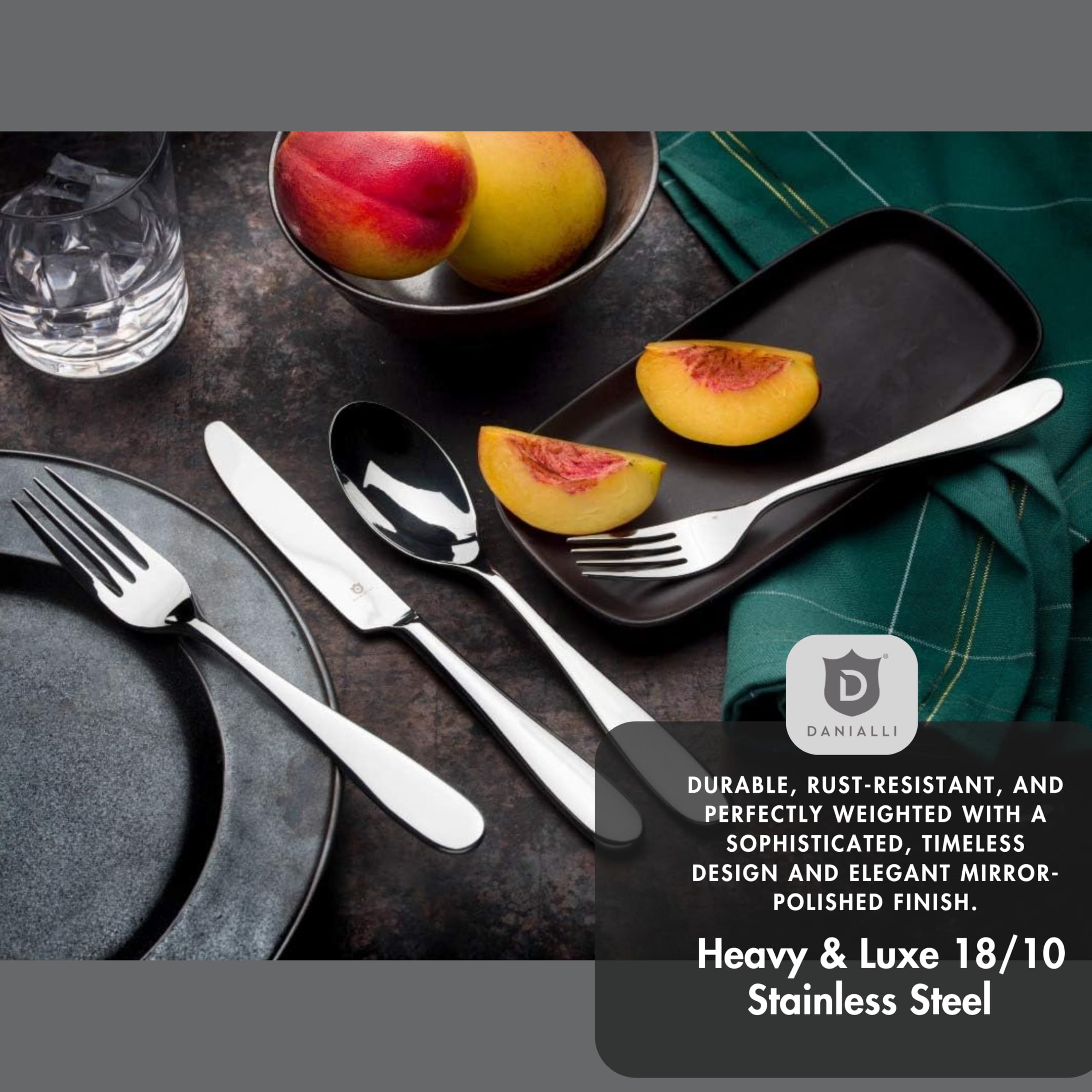 Premium Fidenza Silverware Set - 18/10 Stainless Steel Flatware Set for 8 - Elegant Dining & Entertaining - Dishwasher Safe Cutlery Set (60-Piece) - Perfect for Weddings, Dinner Parties & Holiday Gatherings