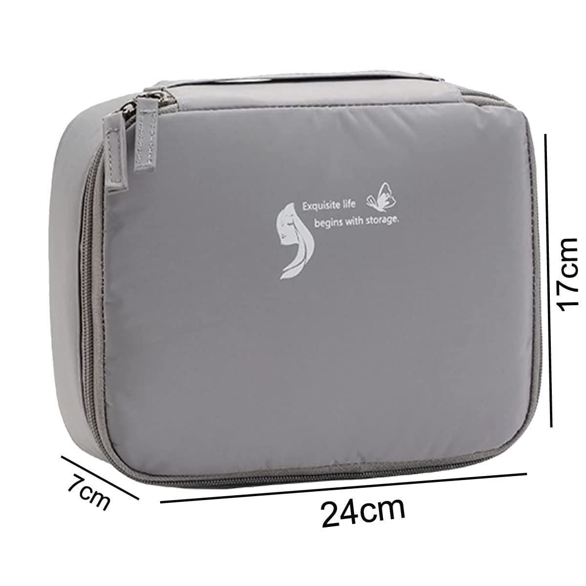 Paczos Cosmetic Organizer Bag with Pouch - Travel Makeup Bag for Women, Waterproof Toiletry & Makeup Organizer for Brushes, Cosmetics, Skincare - Perfect for Home, Travel & Gym (Grey)