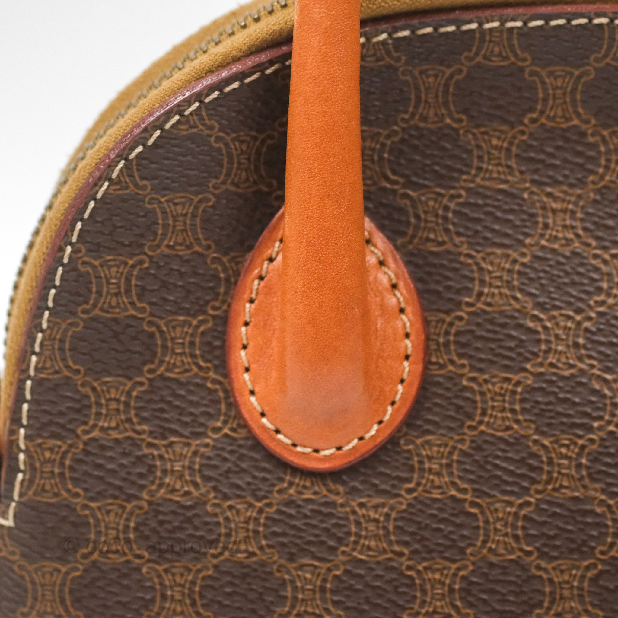 Vintage Celine Macadam Top Handle Handbag in Tan Brown - Perfect for Work, Travel & Everyday Elegance