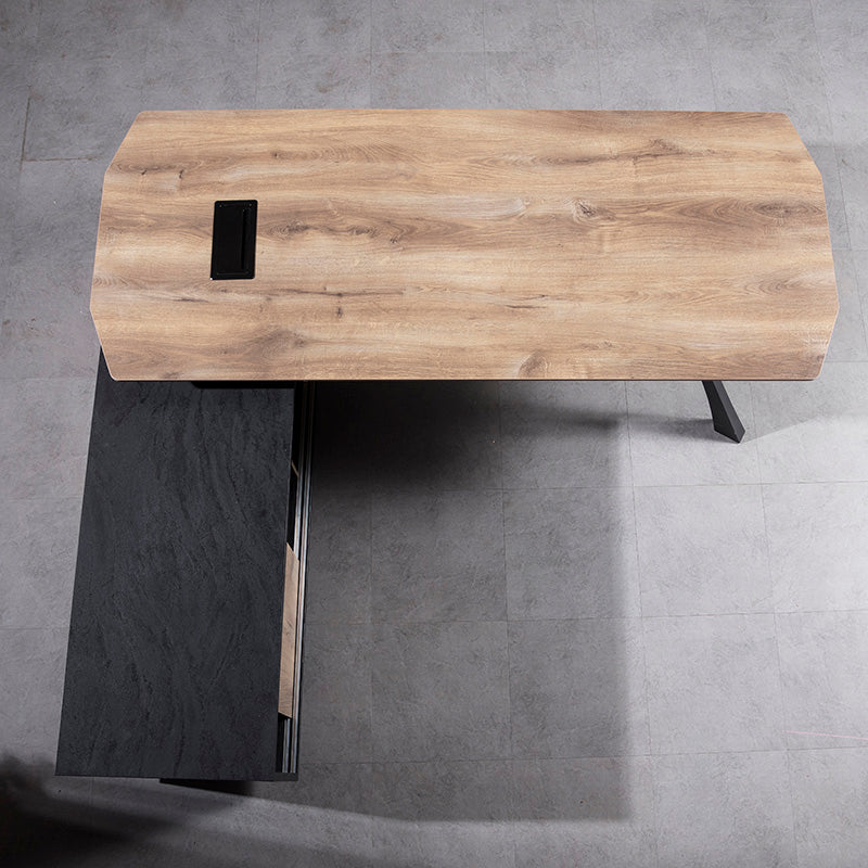 EASTON Electric Height Adjustable Standing Desk with Left Return - 2.2m Warm Oak & Black - Perfect for Home Office & Workspace Ergonomics