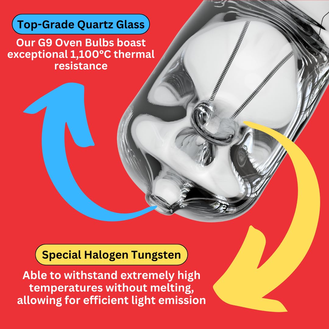 G9 Halogen Oven Bulb 40W 230V (2-Pack) - 300°C Heat Resistant Oven Light for Philips, Neff, AEG, Smeg, Zanussi & Bosch - Perfect for Baking, Roasting & Kitchen Appliance Replacement