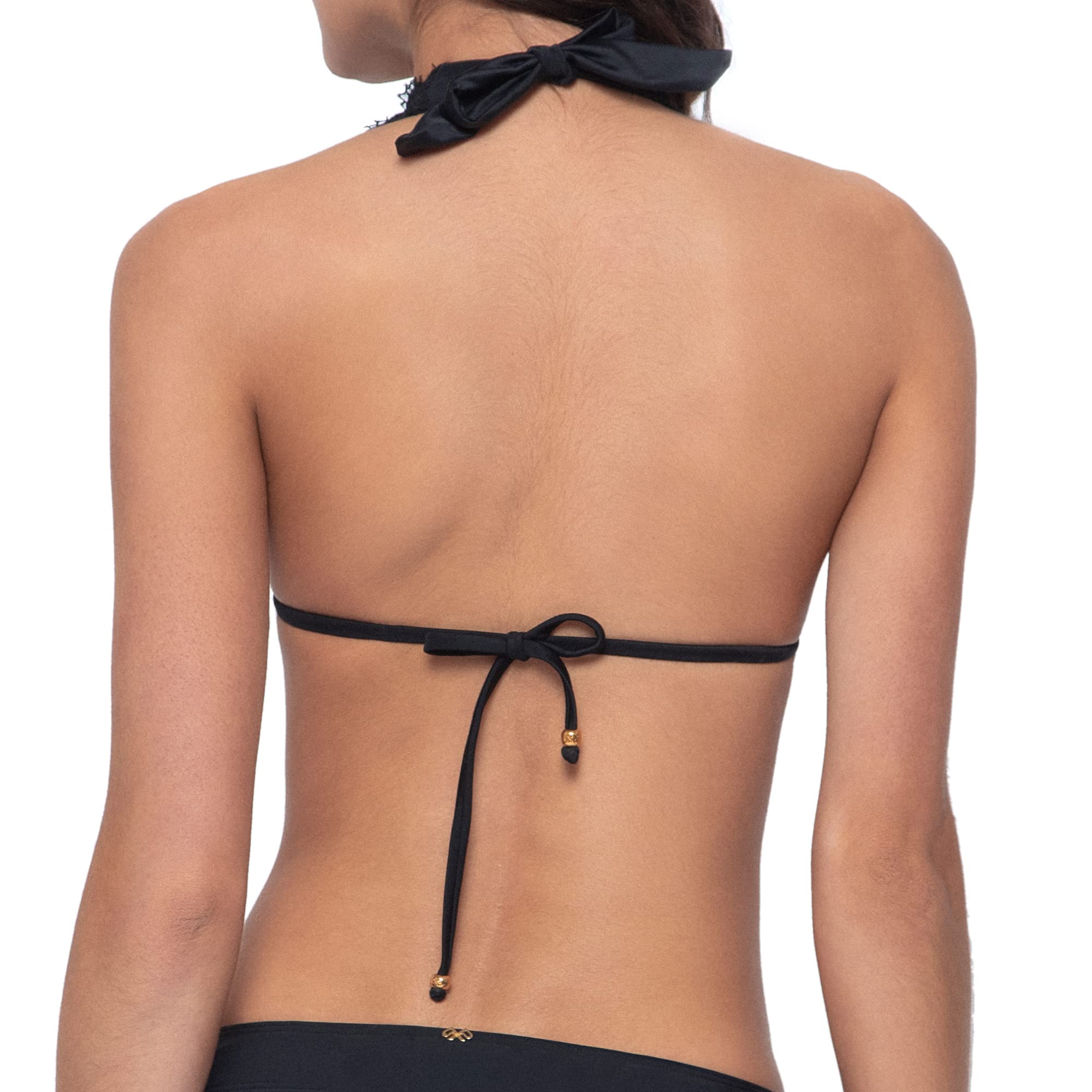 PQ Swim Women's Midnight Lace Halter Bikini Top - Adjustable Ties, Removable Padding | Sexy Swimwear for Beach, Pool & Vacation | Perfect for Summer, Tropical Getaways & Water Sports