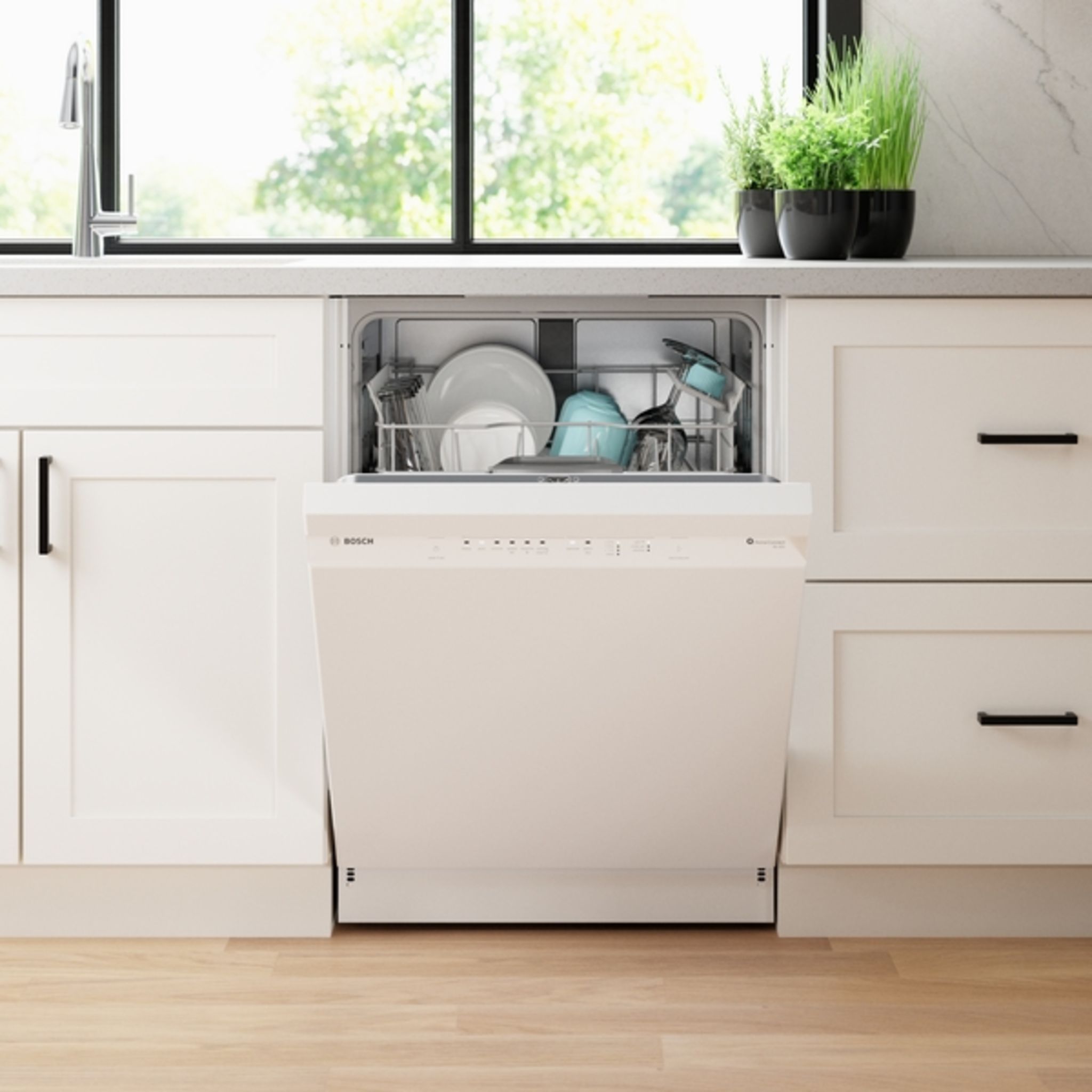 Bosch 300 Series SHE4AEM2N Built-In Dishwasher - 24 Inch, White, Energy Star Certified | Perfect for Small Kitchens & Apartments