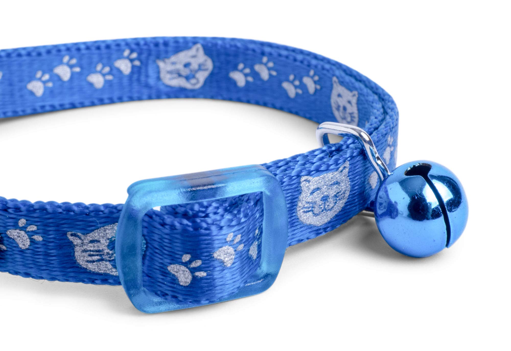 Blue Reflective Cat Collar with Safety Buckle - High Visibility Night Safety Collar for Outdoor Adventures & Evening Walks