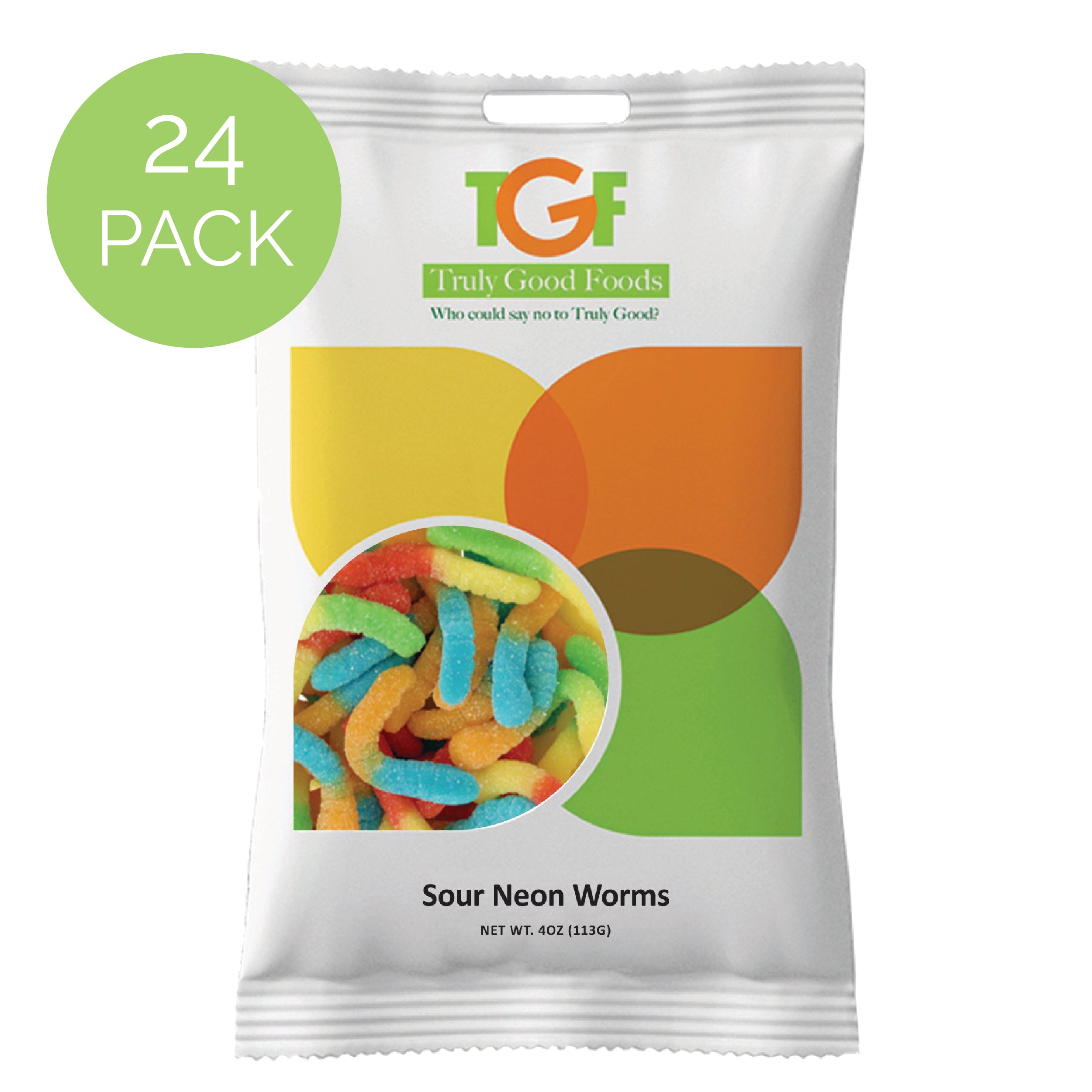 Sour Neon Worms Candy - 24 Pack (4oz Each) | Bulk Sour Gummy Worms for Parties, Movie Nights & Snacking