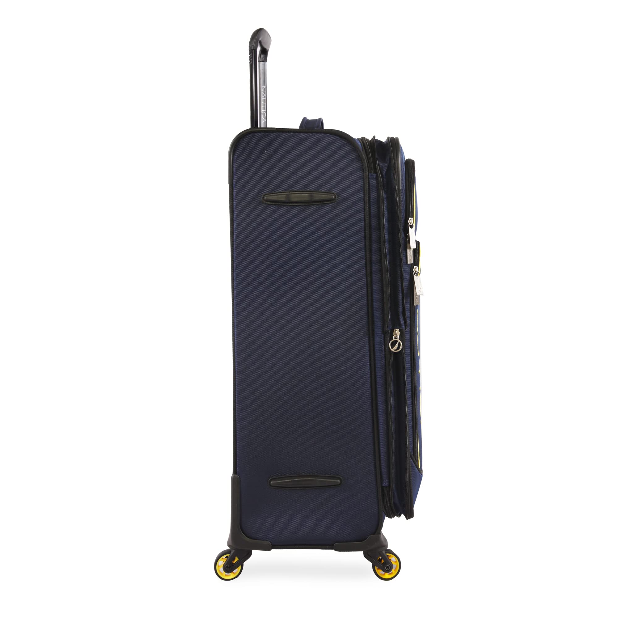 NAUTICA Emry 2-Piece Softside Luggage Set in Navy & Yellow | Lightweight Spinner Suitcase for Travel, Business Trips & Weekend Getaways