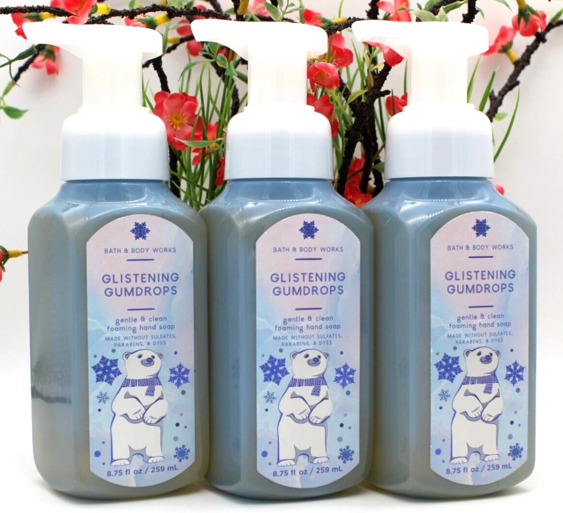 3-Pack Glistening Gumdrops Scented Gentle Foaming Hand Soap - Moisturizing Bath & Body Wash for Kitchen, Bathroom & Guest Use