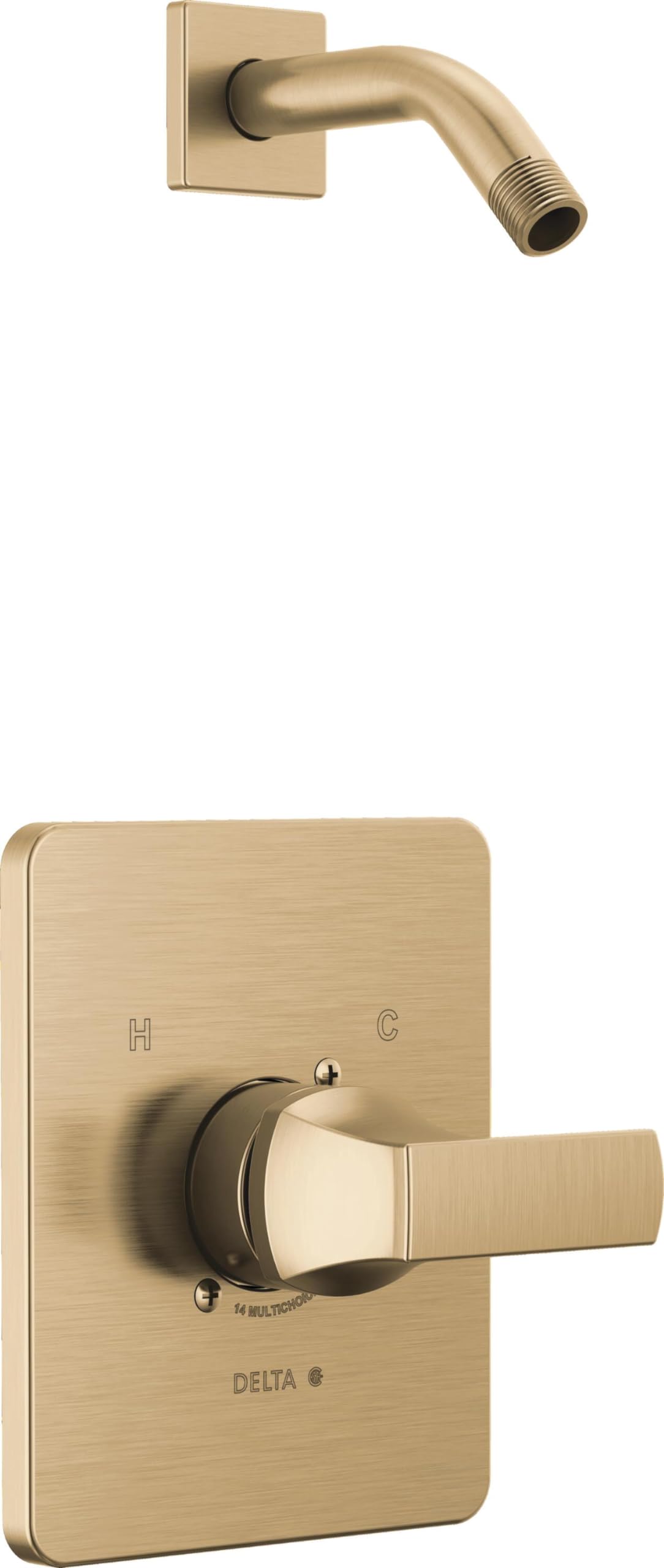 Delta Faucet Velum 14 Series Single-Function Gold Shower Valve Trim Kit with Champagne Bronze Finish - T14237-CZLHD (Shower Handle, No Shower Head/Valve Included) - Perfect for Bathroom Remodeling & Luxury Shower Upgrades