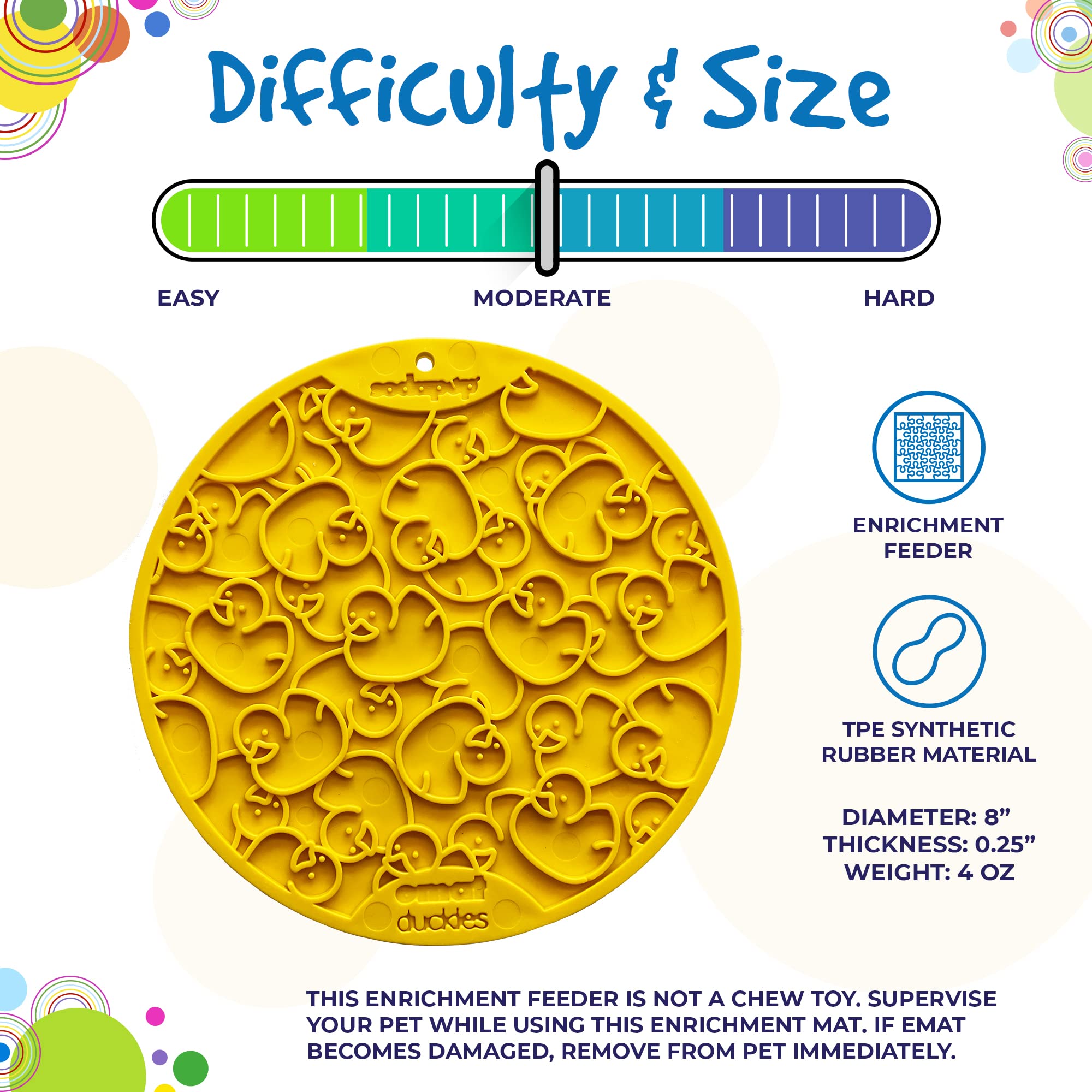 SodaPup Duckies eMat – Non-Toxic Pet Lick Mat with Suction Cups | USA Made Durable Rubber Slow Feeder for Dogs & Cats | Promotes Mental Stimulation, Digestive Health & Anxiety Relief | Perfect for Bath Time, Grooming, Mealtime & Training Sessions