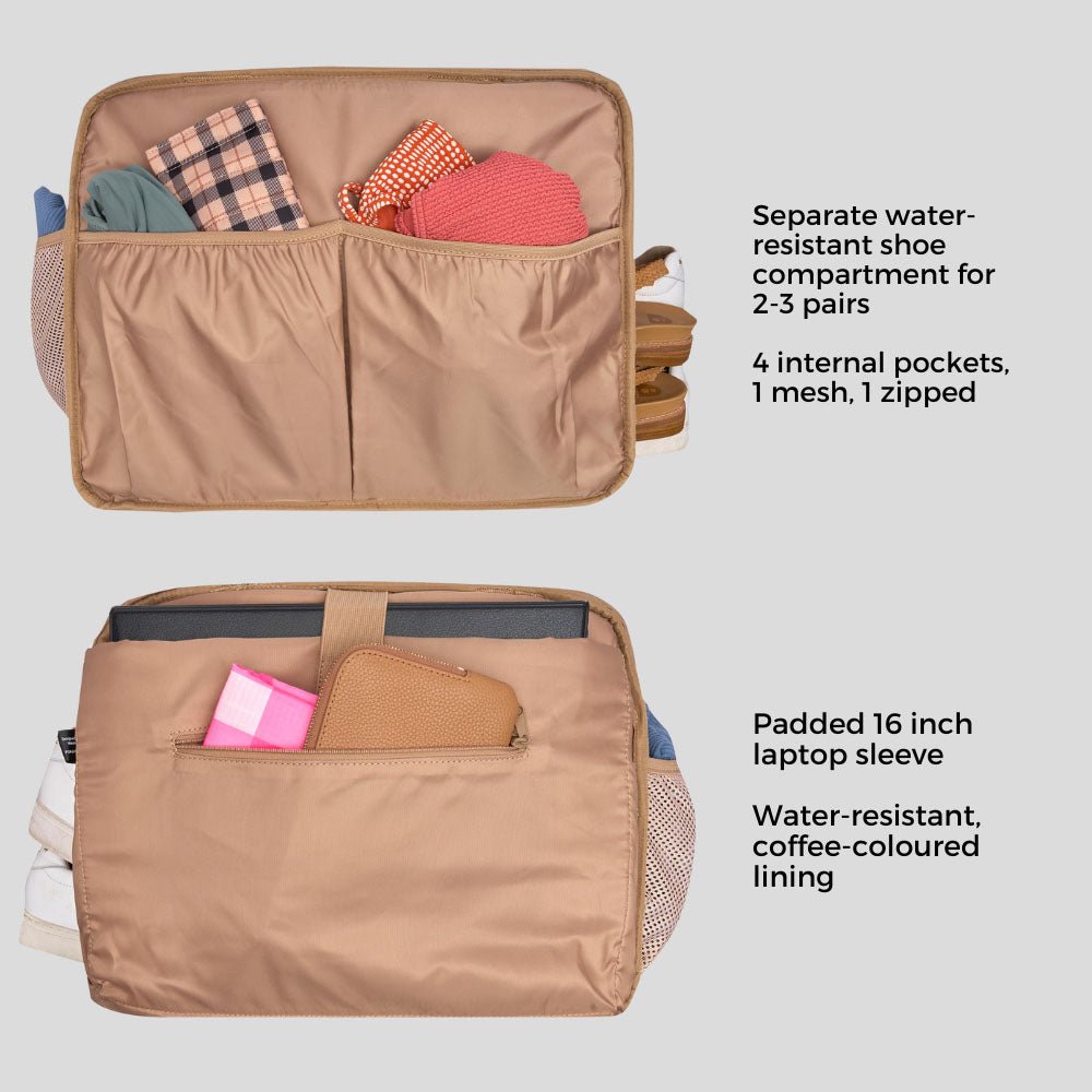 Large Weekender Nylon Duffel Bag for Travel & Gym - Lightweight Carry-On Luggage with Spacious Compartments | Perfect for Weekend Getaways, Business Trips & Sports Gear (Milk Tea Color)