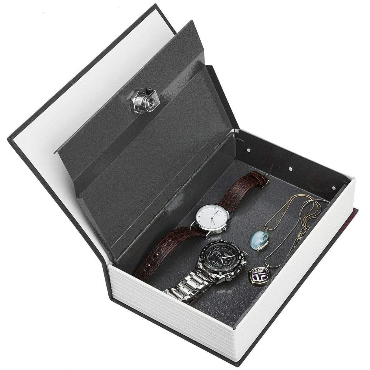 SYGNIUS Metal Book Safe Lock Box for Cash, Jewelry, Passport & Valuables | Portable Hidden Dictionary Secret Storage with 2 Keys | Perfect for Home, Office, Travel & Emergency Use (Small Size)