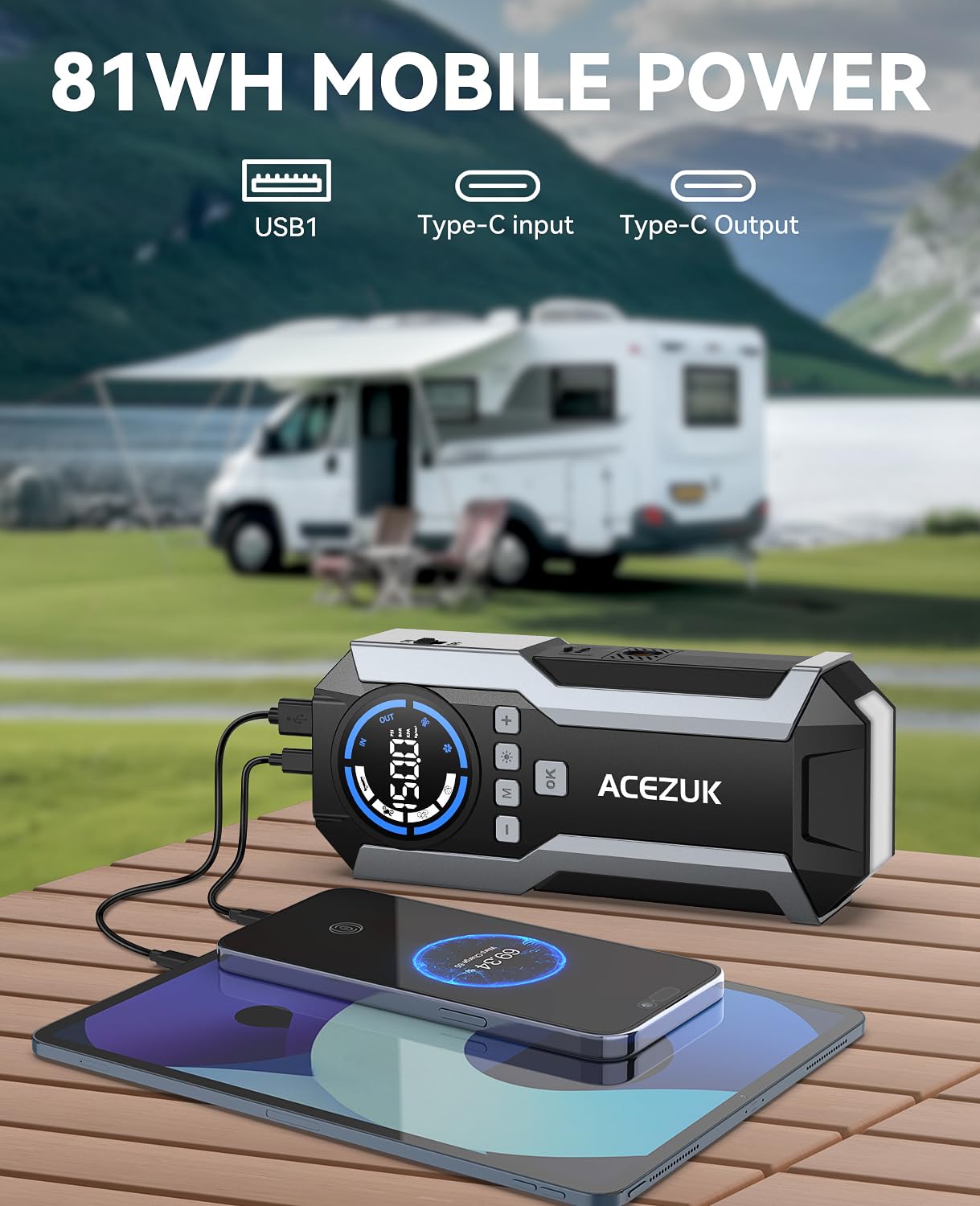7000A 150PSI Portable Car Jump Starter with Air Compressor - 12V Battery Booster for All Gas & 10.0L Diesel Engines - Emergency Jump Starter with LCD Display & LED Lights - Perfect for Roadside Emergencies, Camping and Winter Car Maintenance