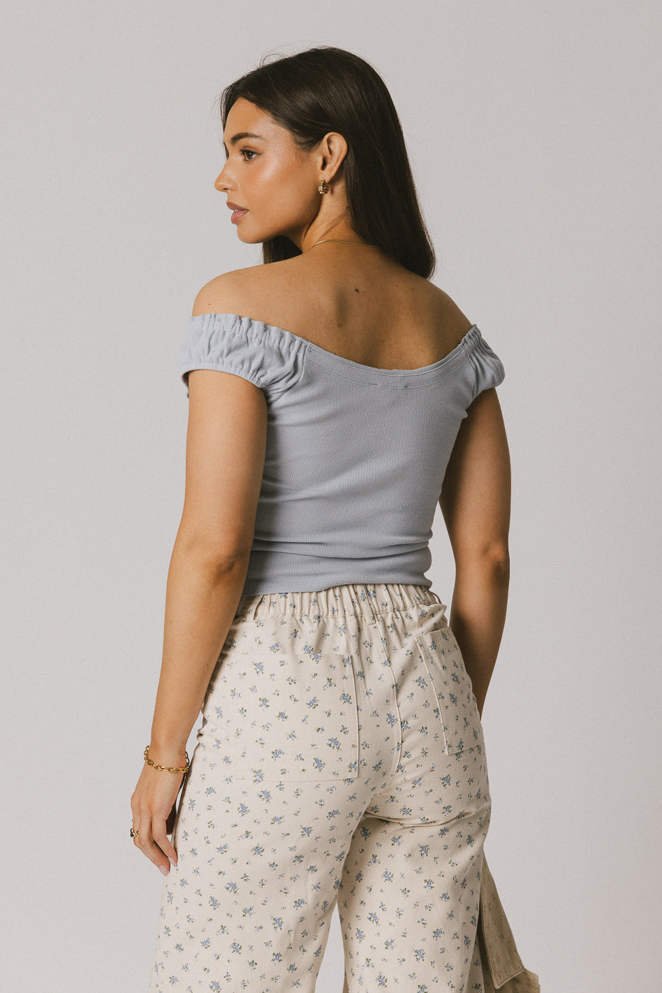 Ace Ribbed Top in Powder Blue - Soft & Stretchy Women's T-Shirt for Casual Wear, Layering & Everyday Outfits