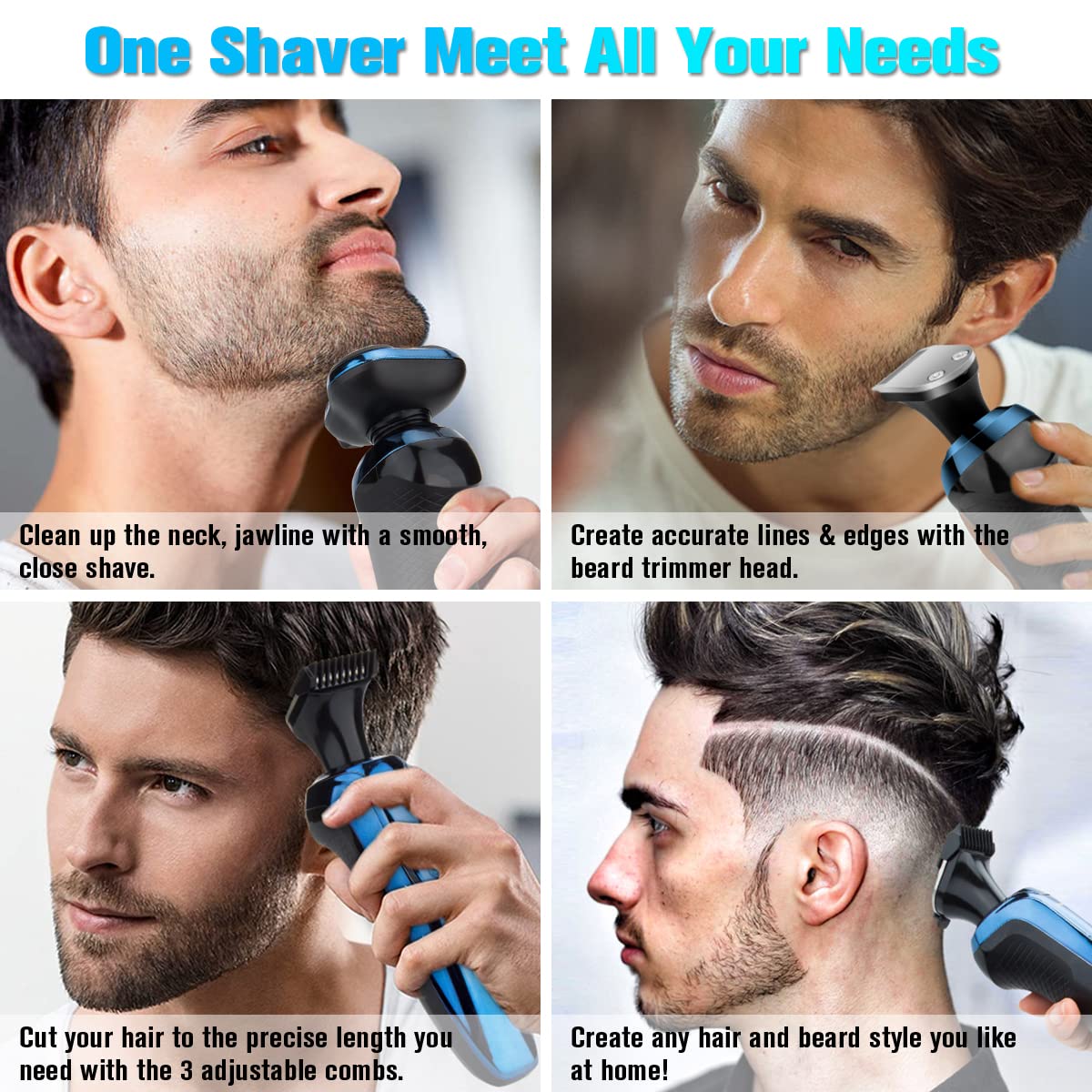 Premium Cordless Electric Razor for Men - Waterproof Wet/Dry Rotary Shaver with Floating Head, Rechargeable Battery & Travel Case - Perfect for Home, Gym & Business Travel - Ideal Men's Grooming Gift