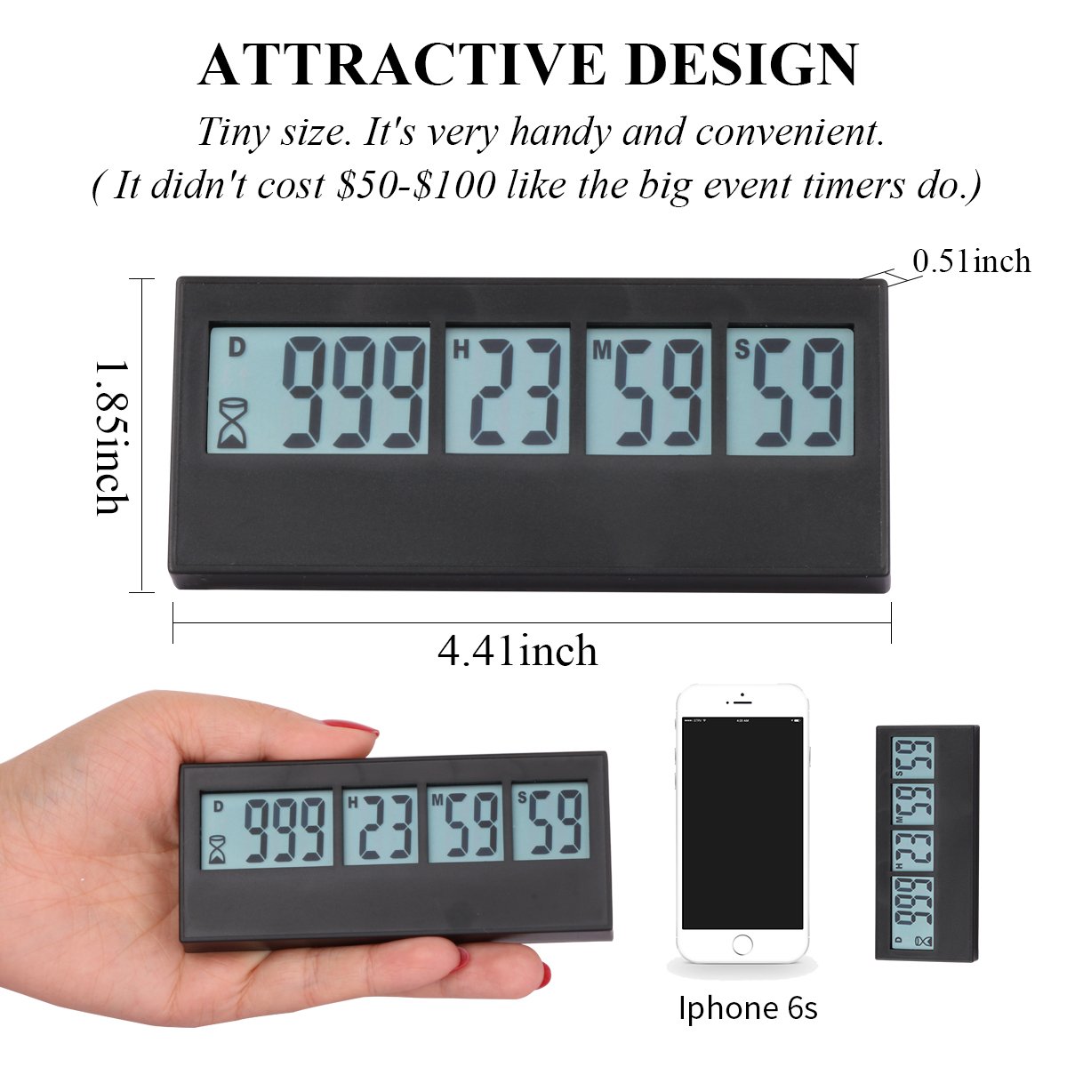 AIMILAR Digital Countdown Timer - 999 Days Large Display with Alarm, for Vacation, Wedding, Retirement, Lab & Kitchen Use | Perfect for Events, Cooking & Scientific Experiments