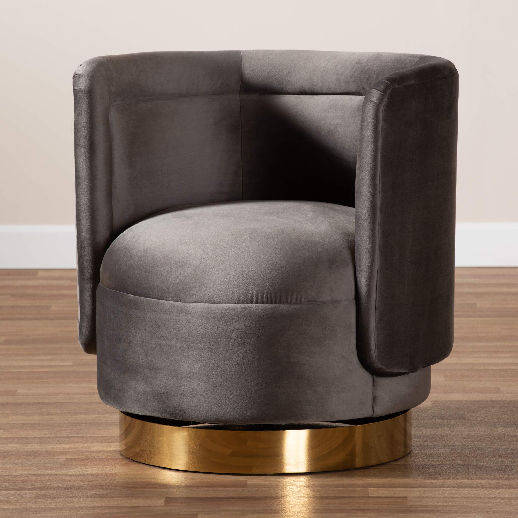Baxton Studio Modern Accent Chairs - Grey & Gold Upholstered Dining Room Chairs for Home Office, Living Room & Bedroom Decor
