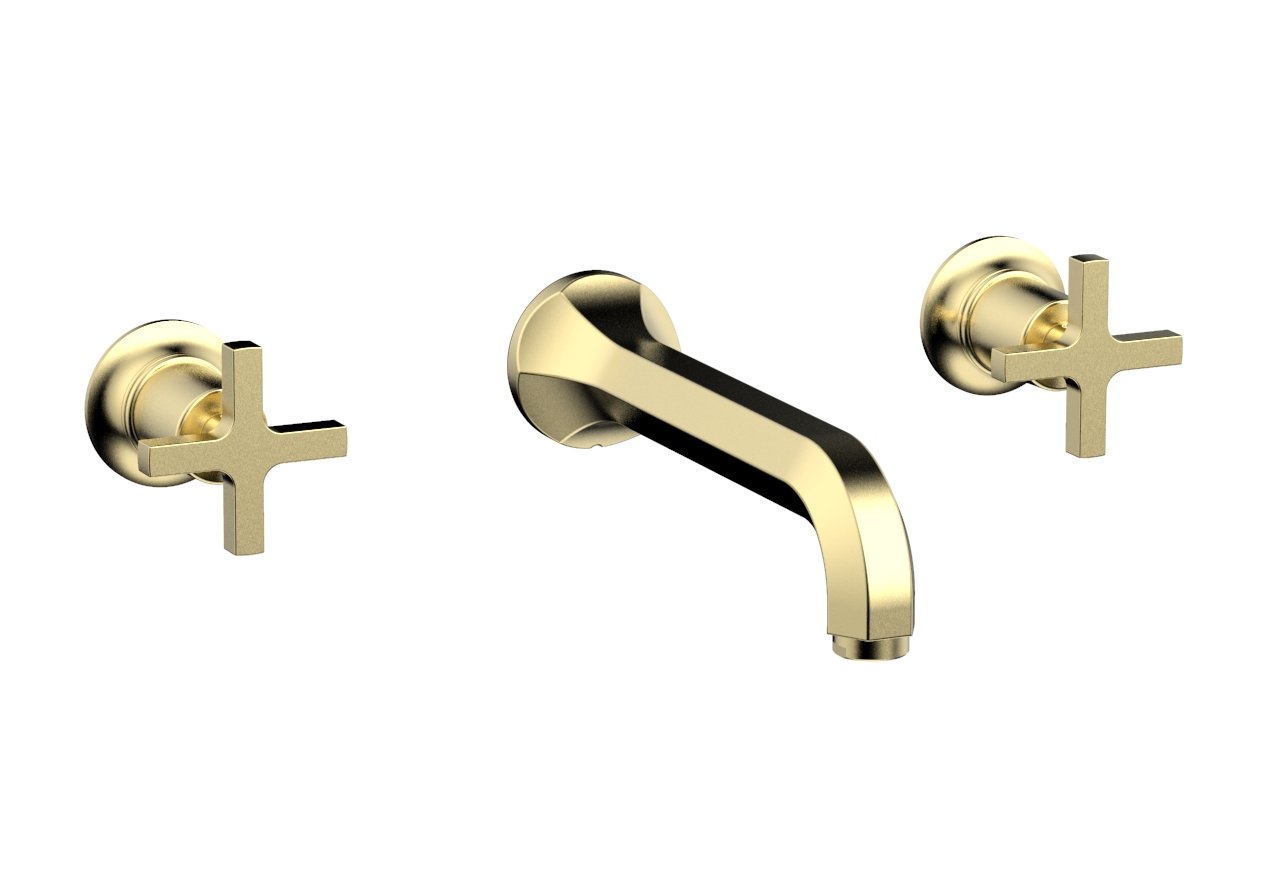 HEX MODERN Wall Tub Faucet Set with Cross Handles - Model 501 56 - Perfect for Bathroom Renovation and Modern Home Decor