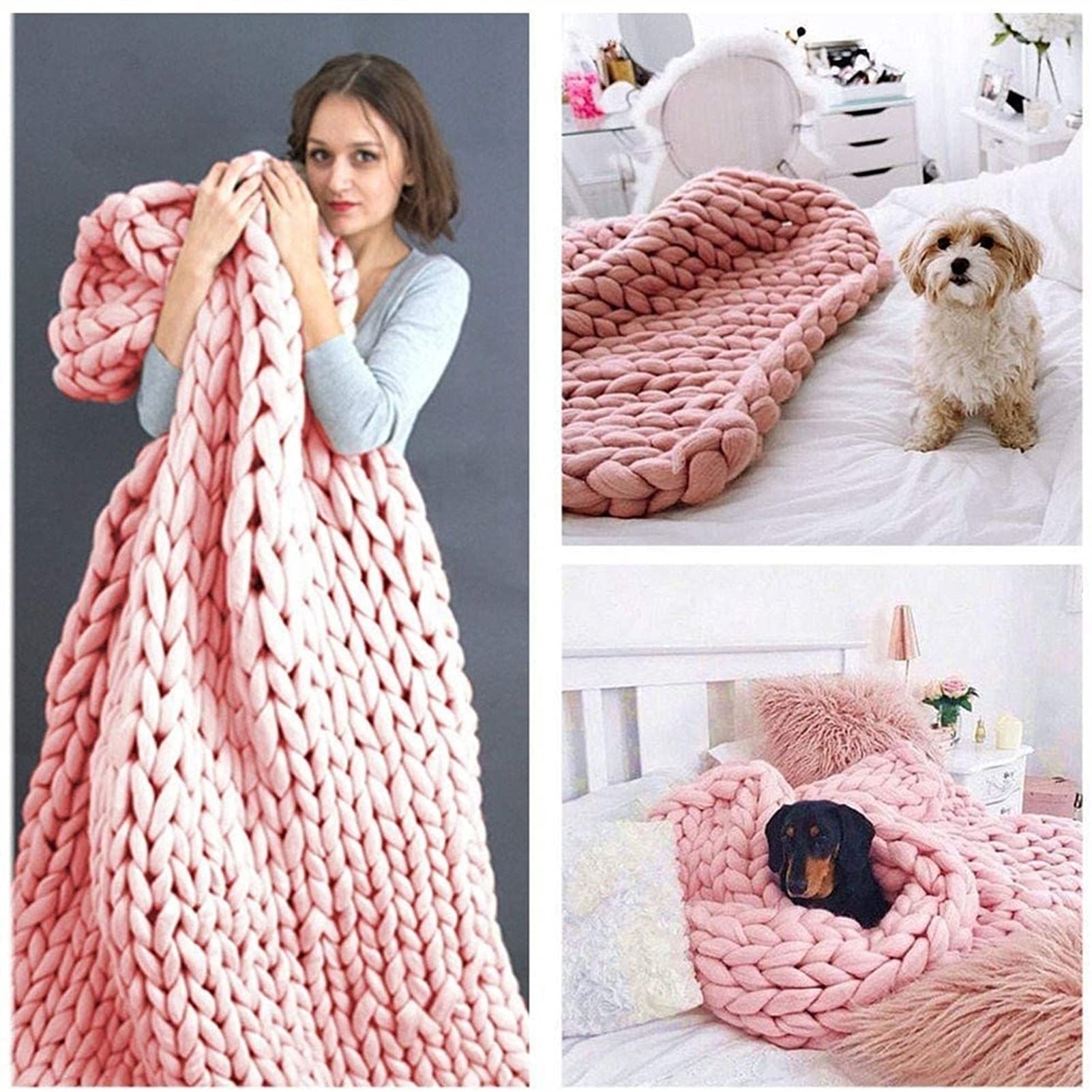 Super Soft Chunky Knit Throw Blanket - 71x80in (180x200cm) - Warm Bulky Arm Knitted Blanket for Cozy Home Decor & Winter Comfort | Perfect for Sofa, Bed & Living Room