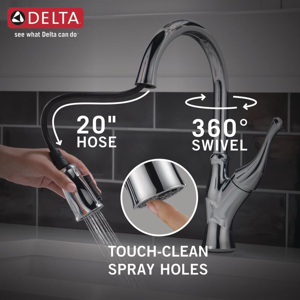Delta Ophelia Pull Down Kitchen Faucet in Chrome - Magnetic Docking Spray Head, Single Handle High Arc Design for Modern Kitchens | Perfect for Washing Dishes, Filling Pots & Daily Cooking Tasks