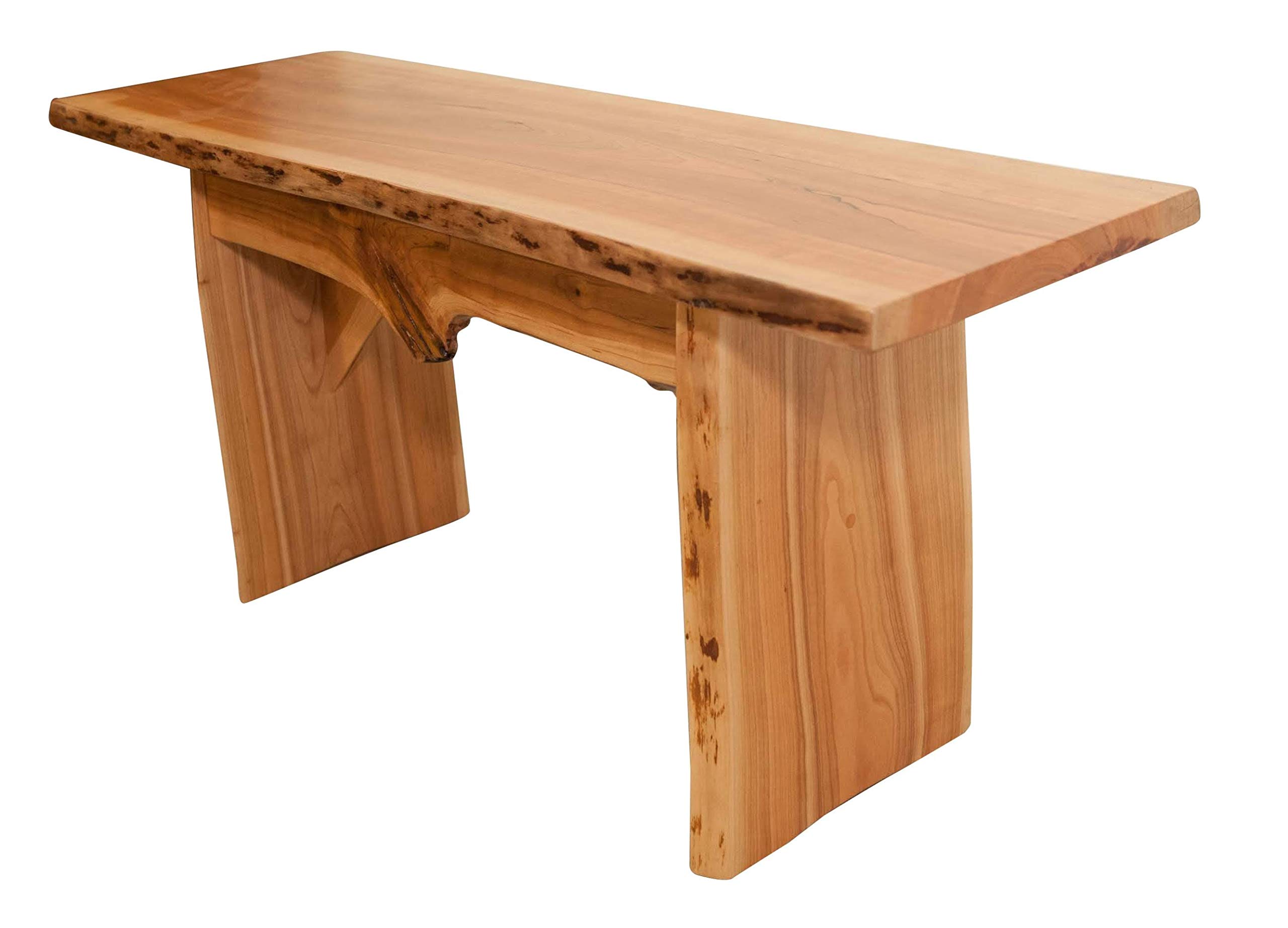 Rustic Red Door Co. Live Edge Wooden Bench - Solid Cherry Wood Dining Bench with Natural Edge - 3 Feet Long Clear Coated Wooden Slab Bench for Farmhouse, Dining Room, or Entryway Decor