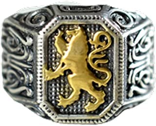 Lion of Judah 925 Sterling Silver Two-Tone Signet Ring for Men - Heavy Duty Unique Gift Jewelry - Perfect for Weddings, Anniversaries & Special Occasions (Size 12)