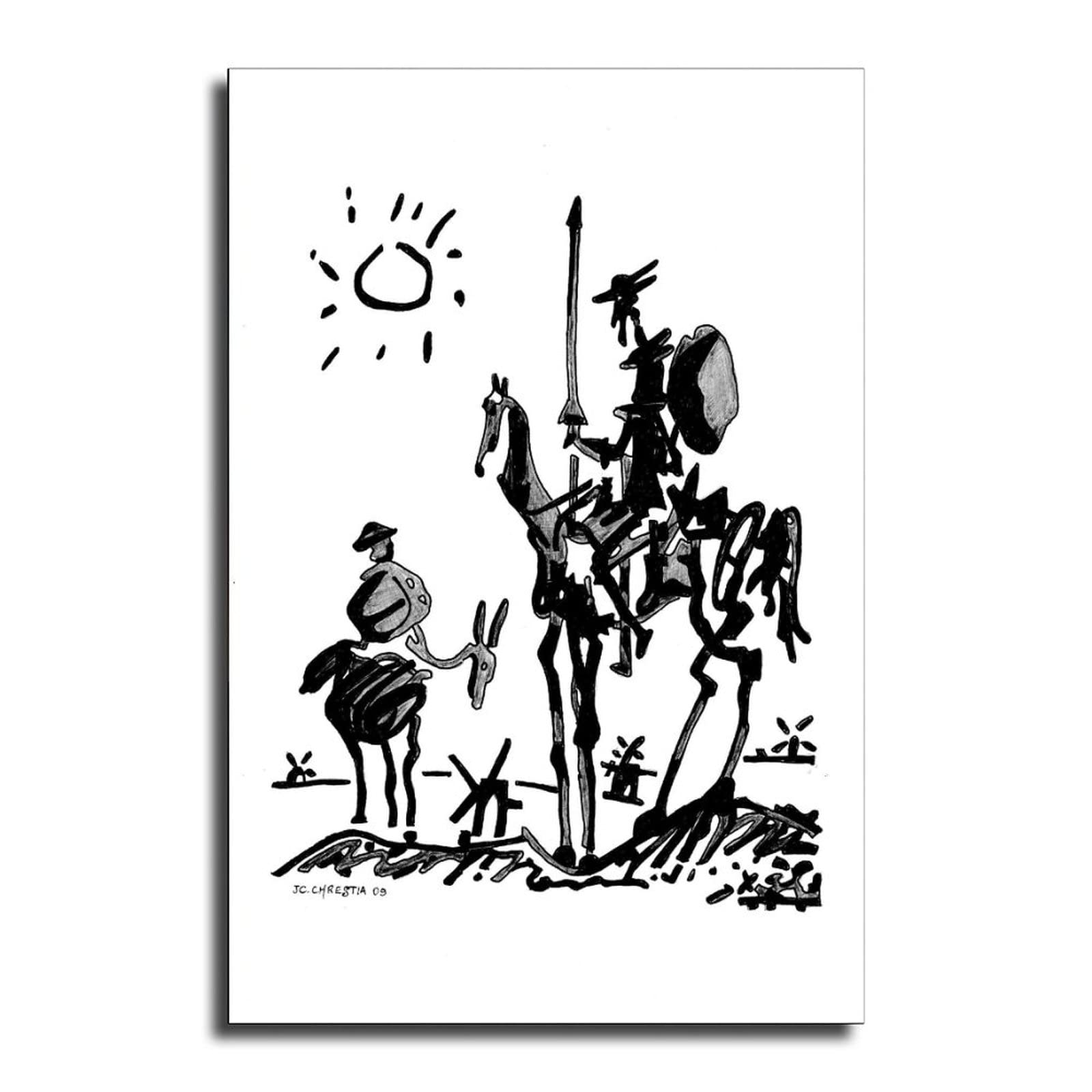 Pablo Picasso Don Quixote Art Print - Premium Canvas Wall Decor for Living Room & Bedroom - 8x12 Inches (20x30cm) - Perfect for Home Office, Dorm, or Gift
