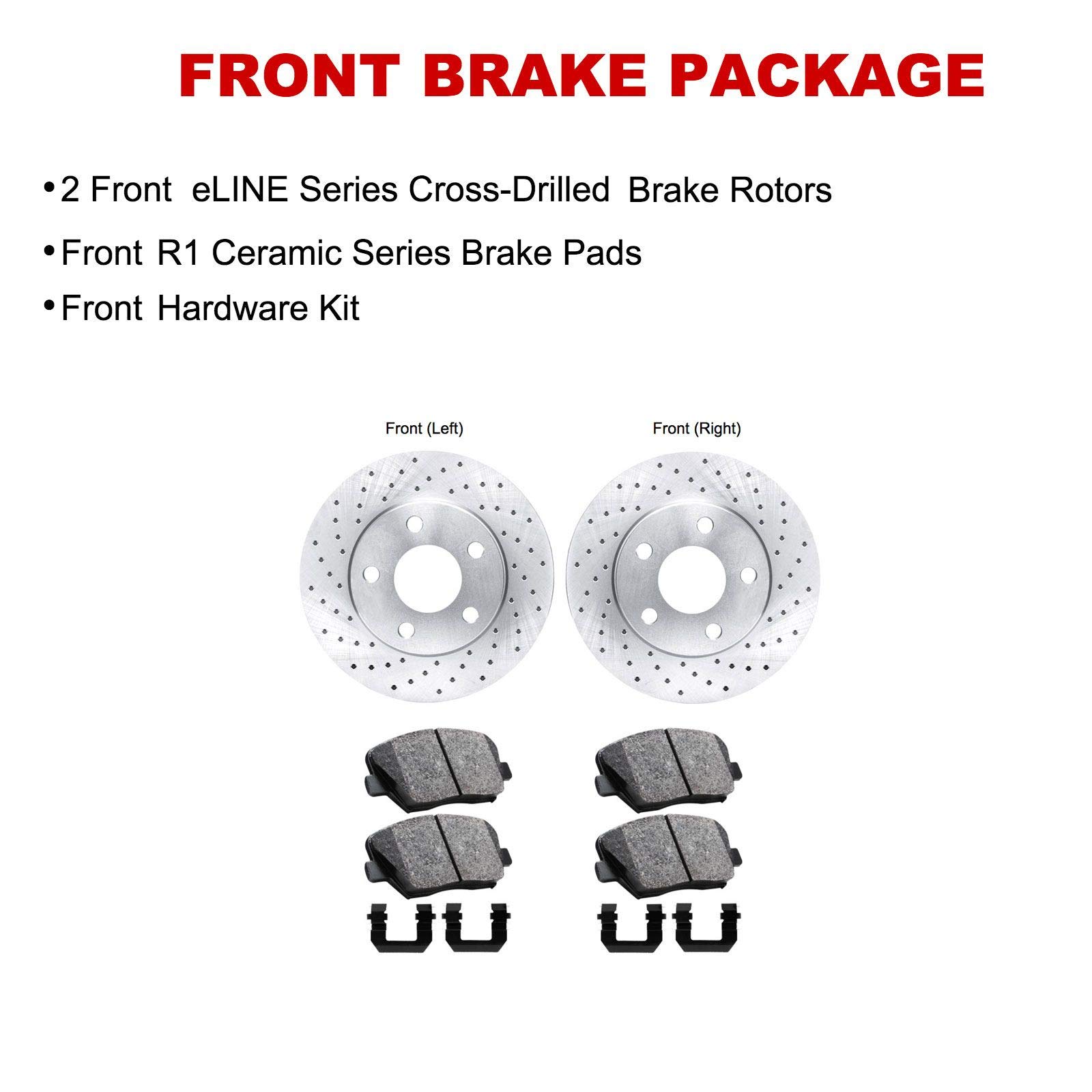 R1 Concepts Premium Front Brake Kit - Ceramic Brake Pads & Rotors with Hardware | Fits 1991 Mitsubishi Mirage | Smooth Stopping Power for City Driving & Highway Safety
