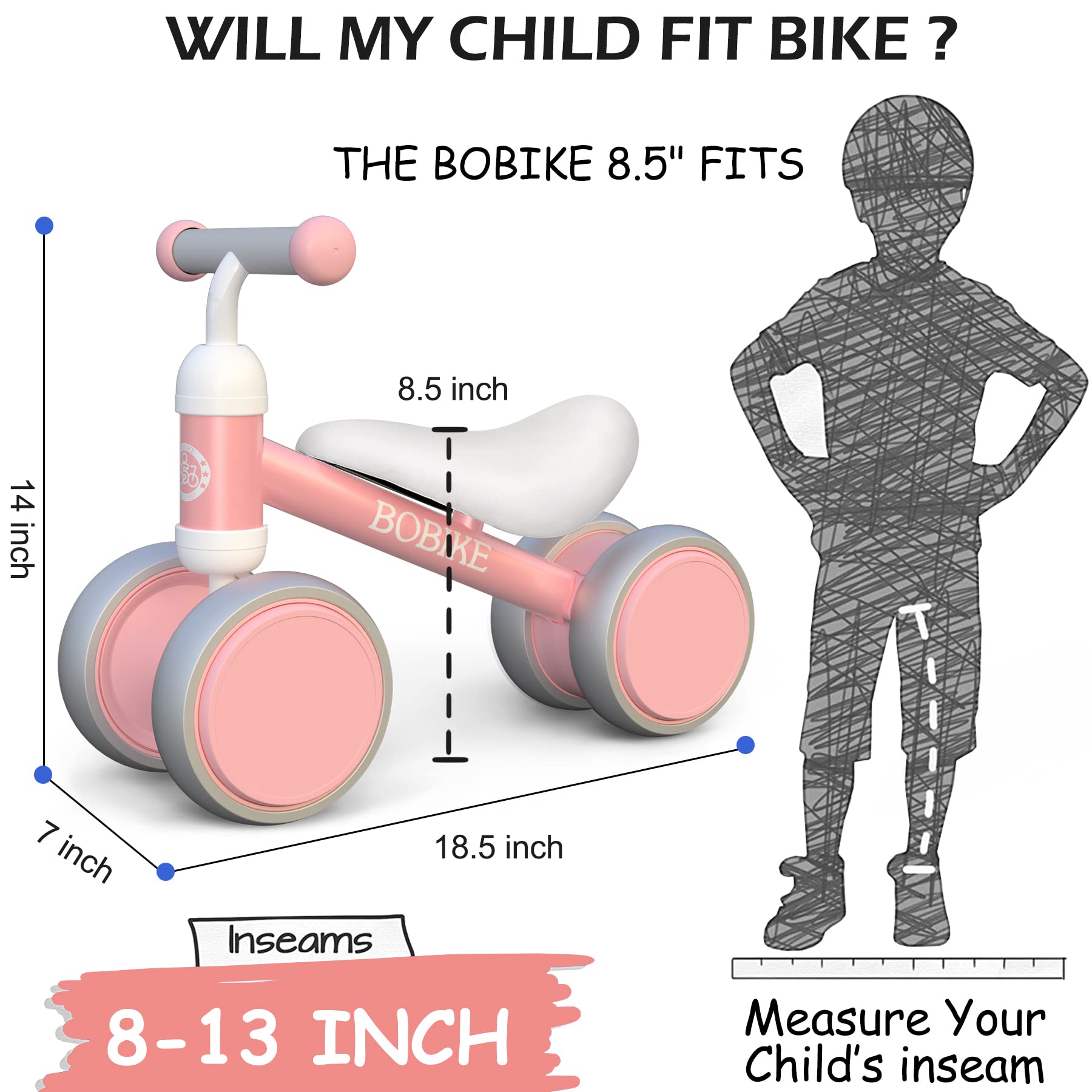 Best Baby Balance Bike for 10-24 Month Old Toddlers - No Pedal 4-Wheel Walker Bike for Boys & Girls - Perfect First Birthday Gift (Classic Pink) - Indoor & Outdoor Learning Toy for Early Childhood Development