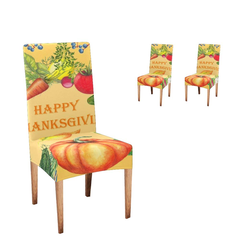 Premium CUXWEOT Dining Chair Covers Set of 2 - Soft Thanksgiving Pumpkin Slipcovers for Home Decor, Party & Holiday Protection | Washable Stretchable Seat Protectors for Kitchen, Living Room & Dining Room Furniture