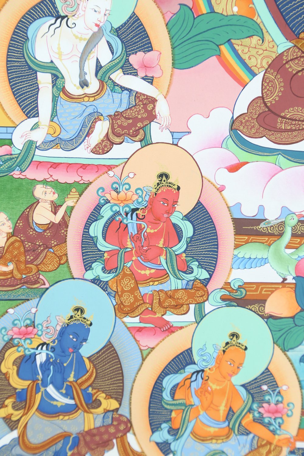 Amitabha Buddha Thangka Wall Art - Handmade Tibetan Buddhist Painting for Meditation & Home Decor - Perfect for Yoga Studios, Prayer Rooms & Spiritual Spaces