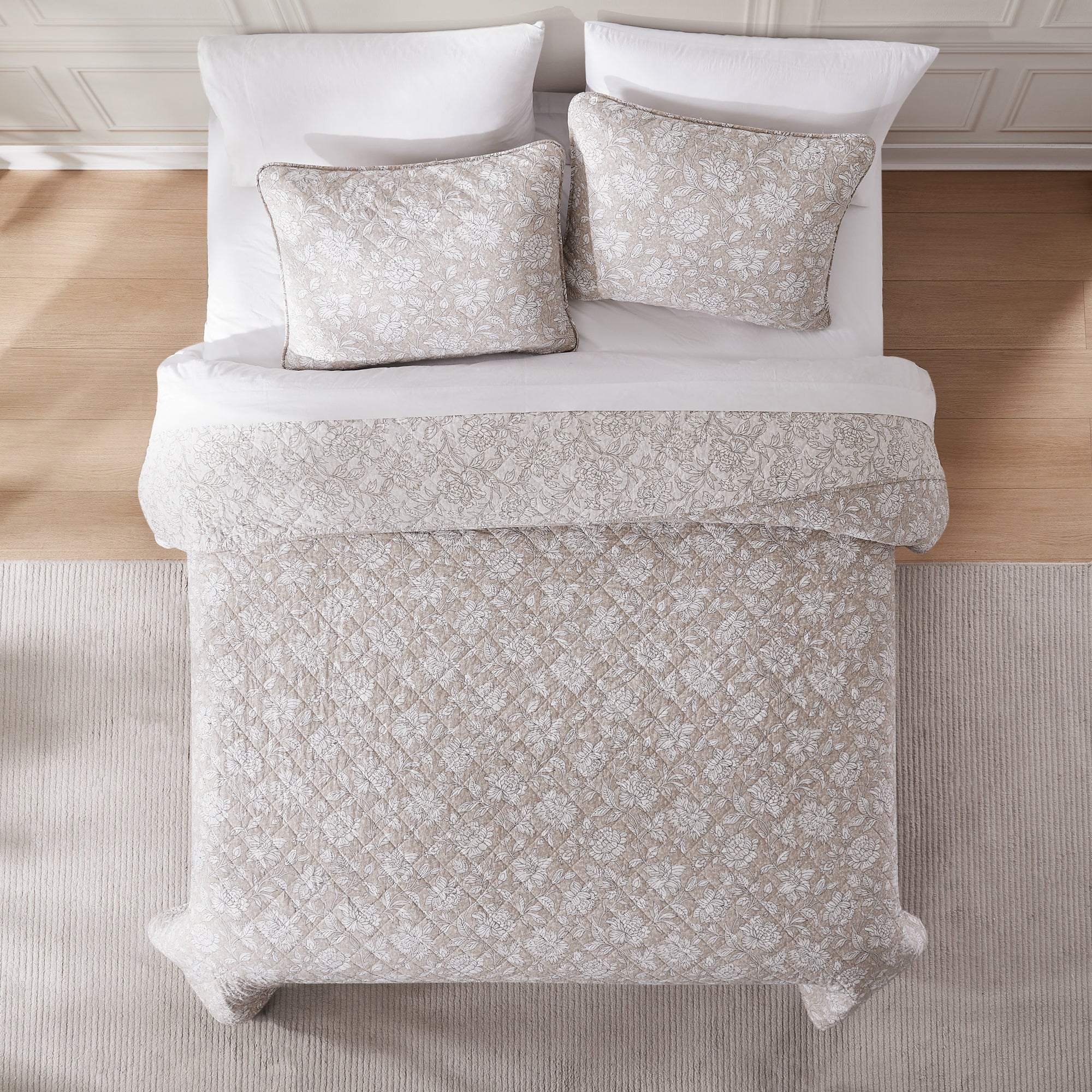 Zara Floral Block Reversible Cotton Quilt Set - Queen Size Bedding, Soft & Breathable Comforter Cover with Pillowcases - Perfect for Spring & Summer Bedroom Decor